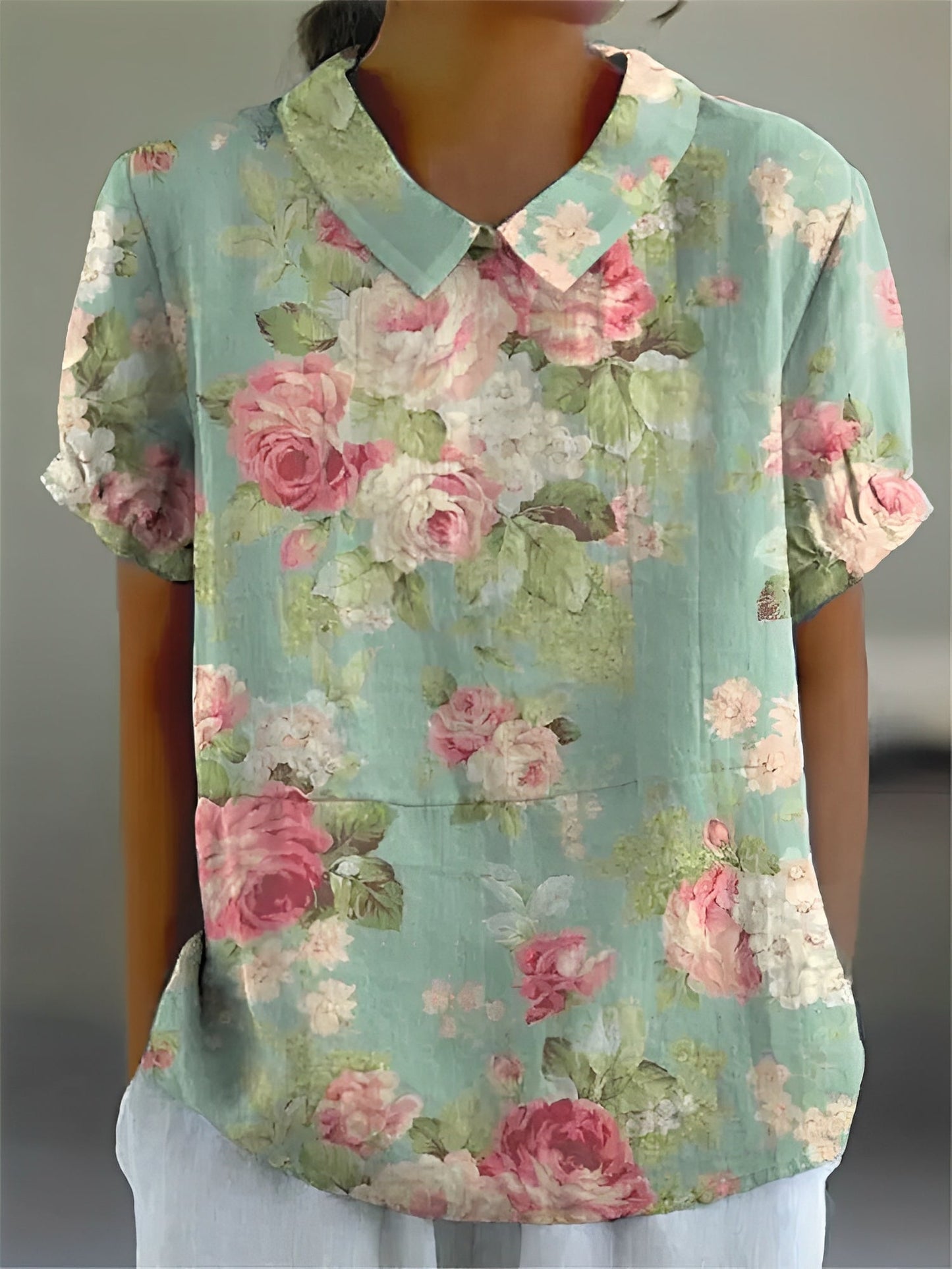 Teresa - Lockeres Leinenhemd mit Blumenprint