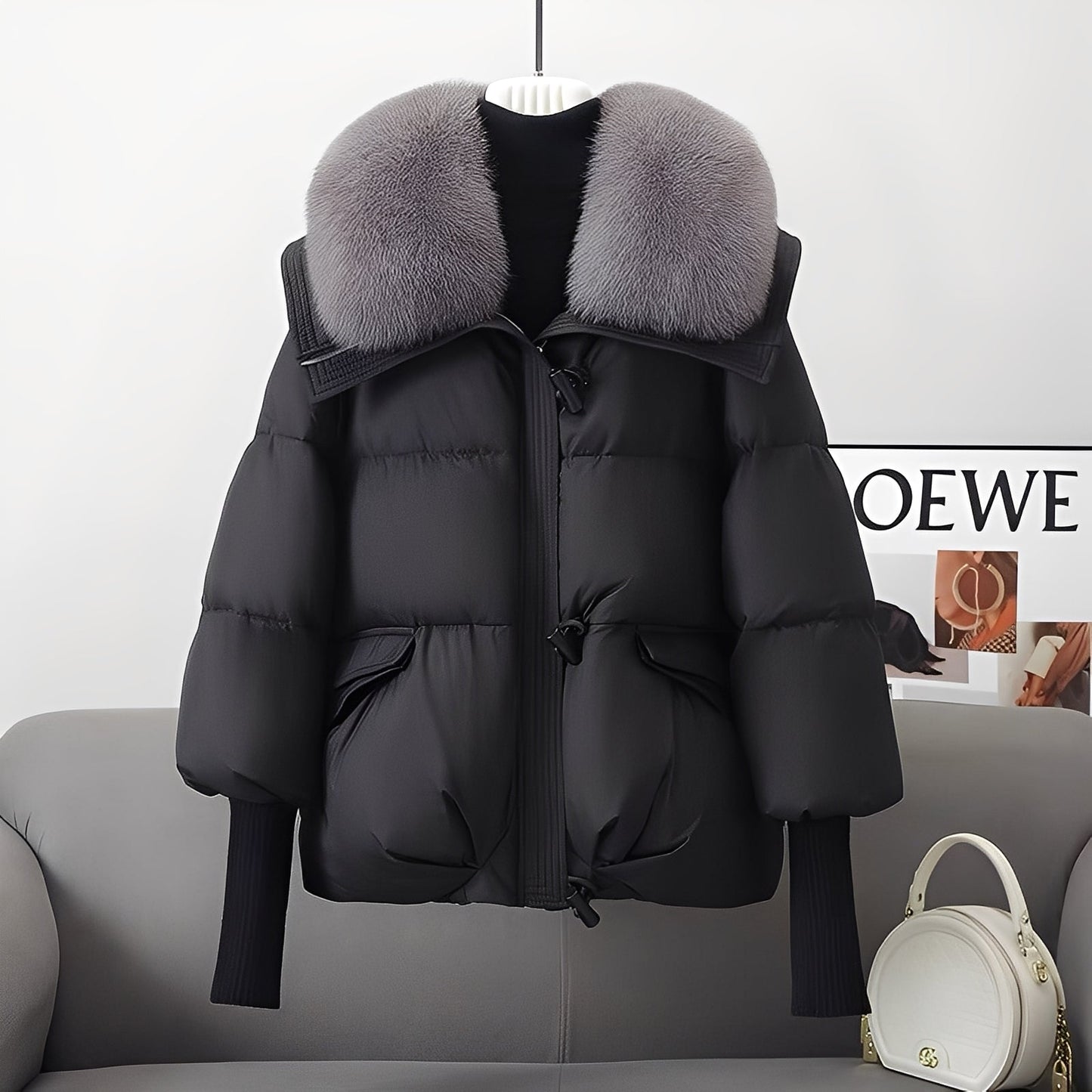 Victoria - elegante Windjacke mit Daunenfüllung und Pelzkragen für Damen