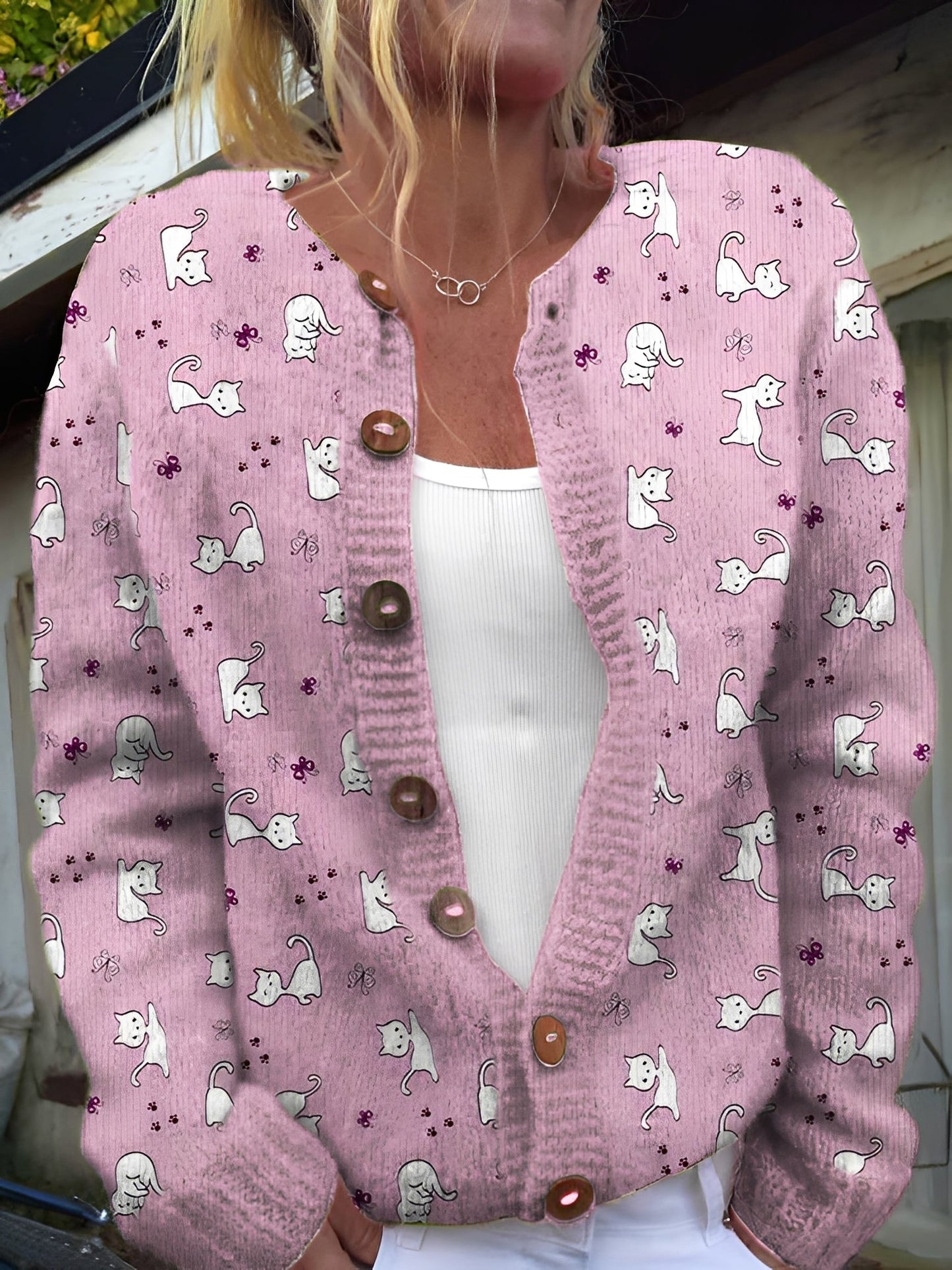 Kandace - Eleganter Damen-Cardigan mit Blumenmuster