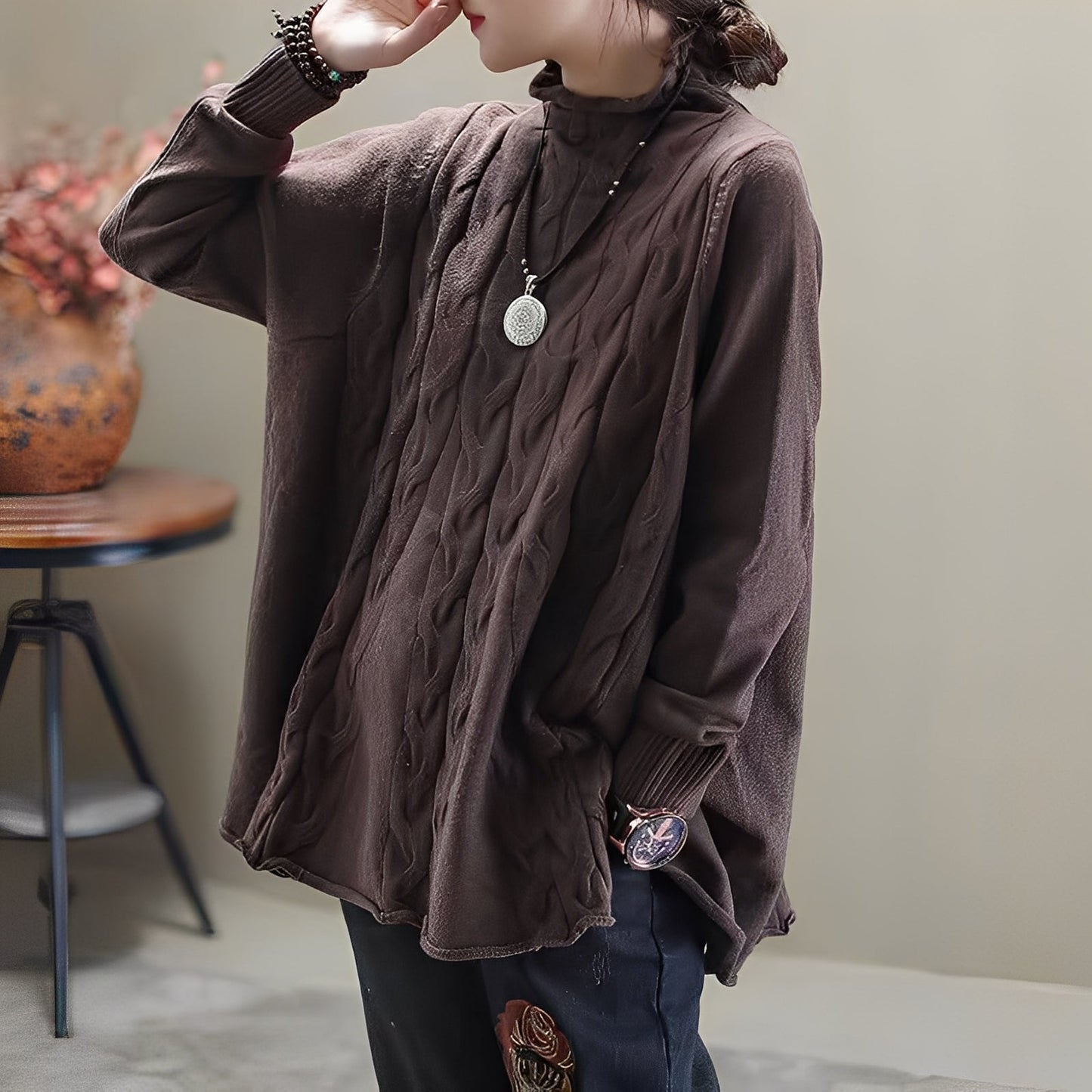 Merla - Bequemer Rollkragenpullover mit seitlichem Schlitz für Damen