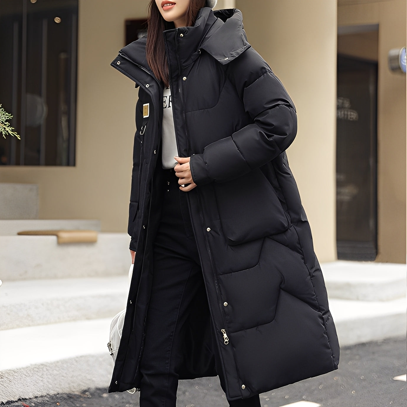 Rexanne - Modische lange Damen-Hoodie-Jacke