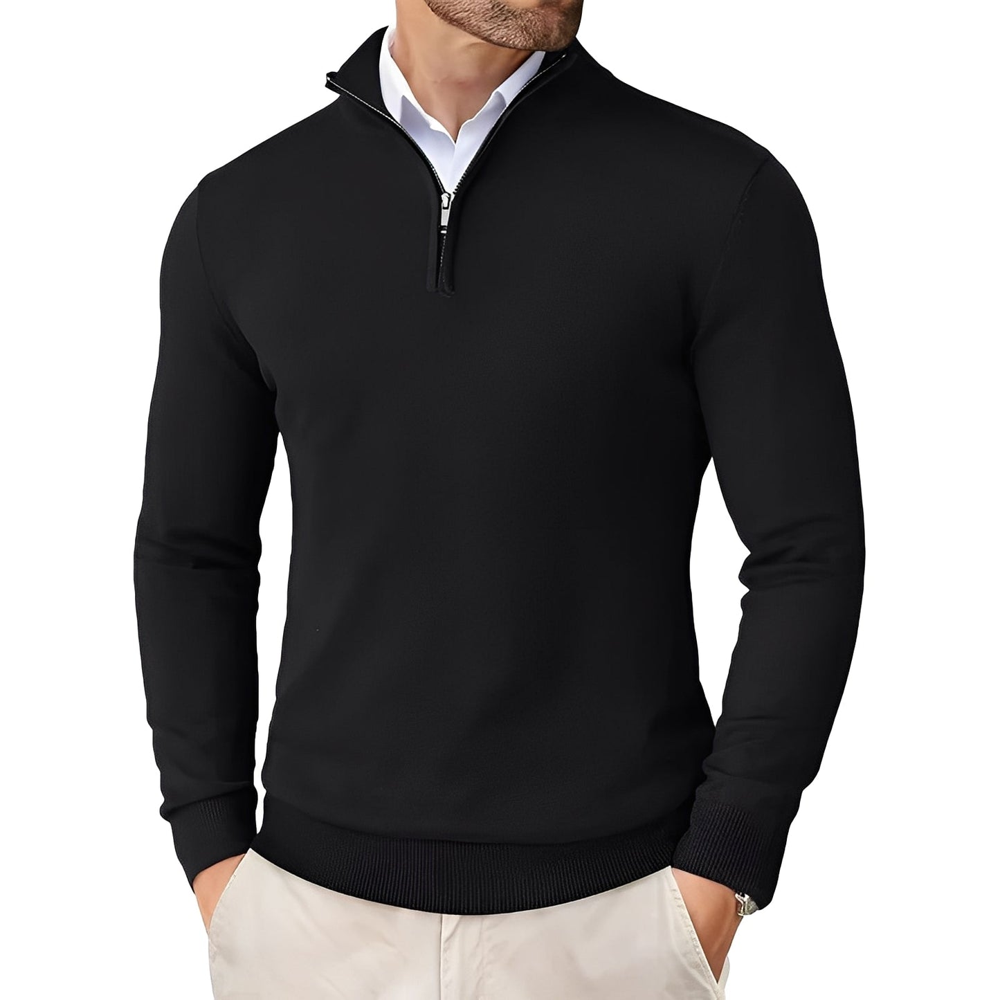 Darell - Elegant men's knitted sweater with zipper
