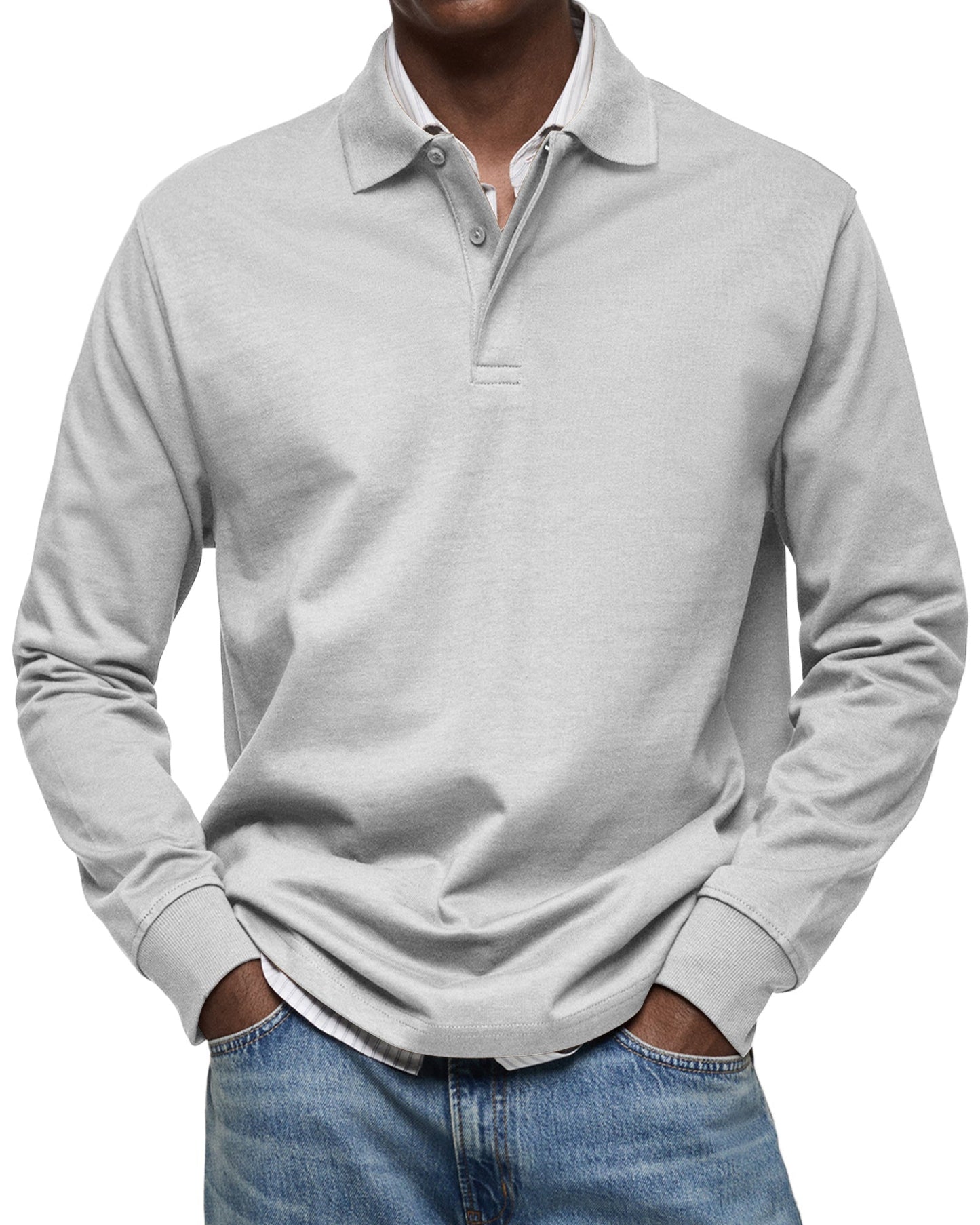 Dewey - Einfaches Herren-Langarm-Poloshirt