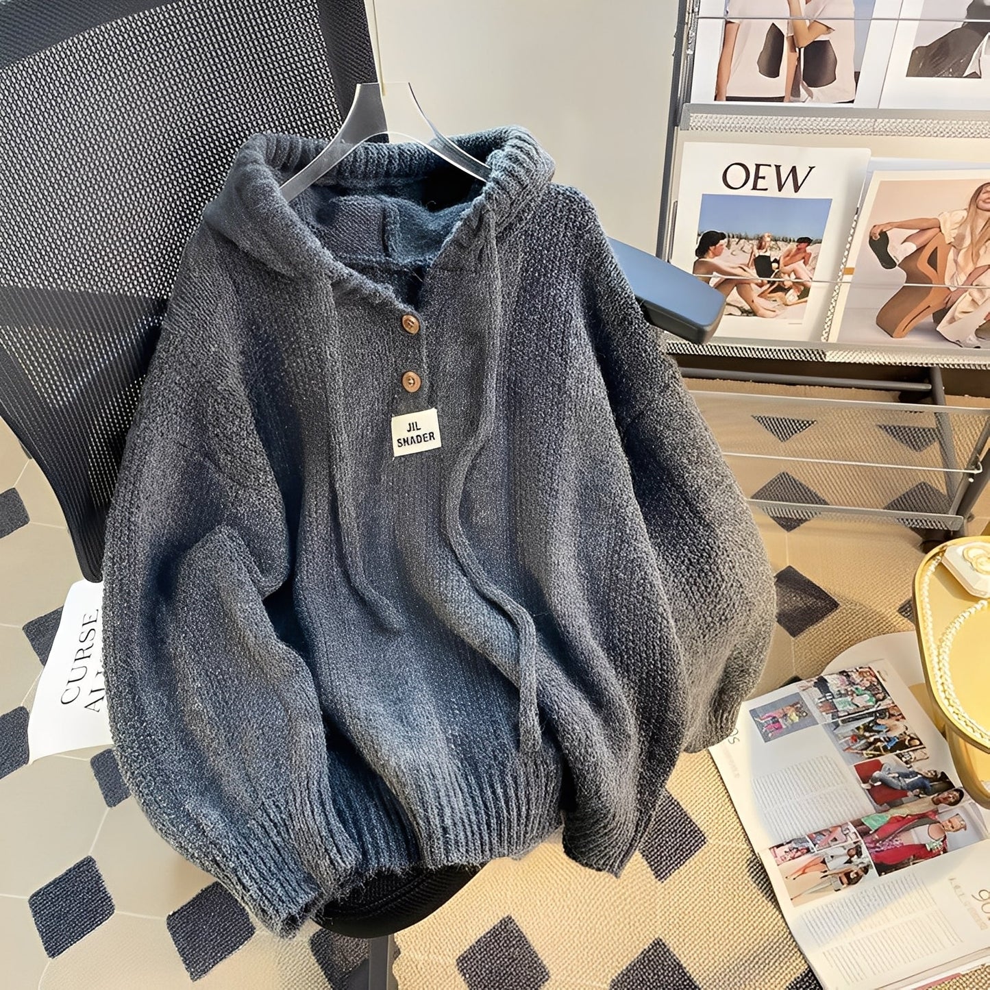 Haylee - Gemütlicher Strick-Hoodie mit Knöpfen für Damen