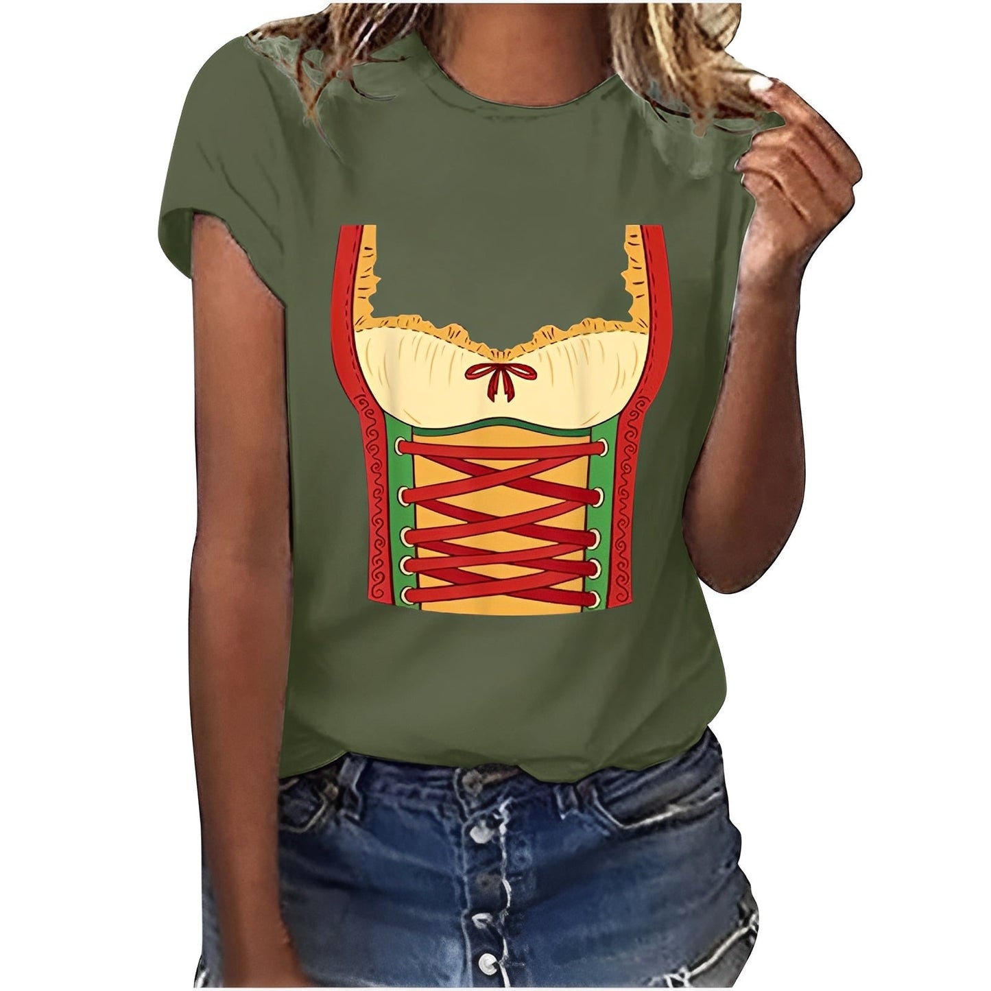 Hazel - Lockeres Oktoberfest-Shirt mit Druck für Damen
