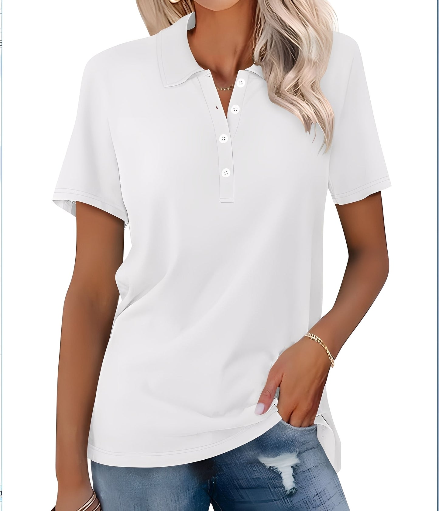 Glenna - Bequemes, figurbetontes Kurzarm-Poloshirt für Damen