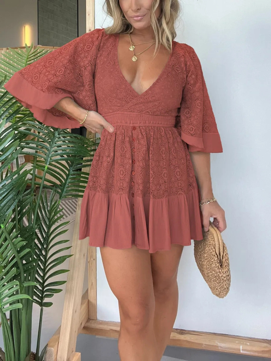 Catrina - Damen-Hipster-Kleid mit Häkel-Details