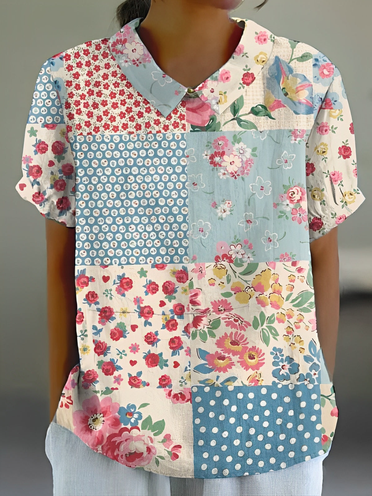 Teresa - Lockeres Leinenhemd mit Blumenprint
