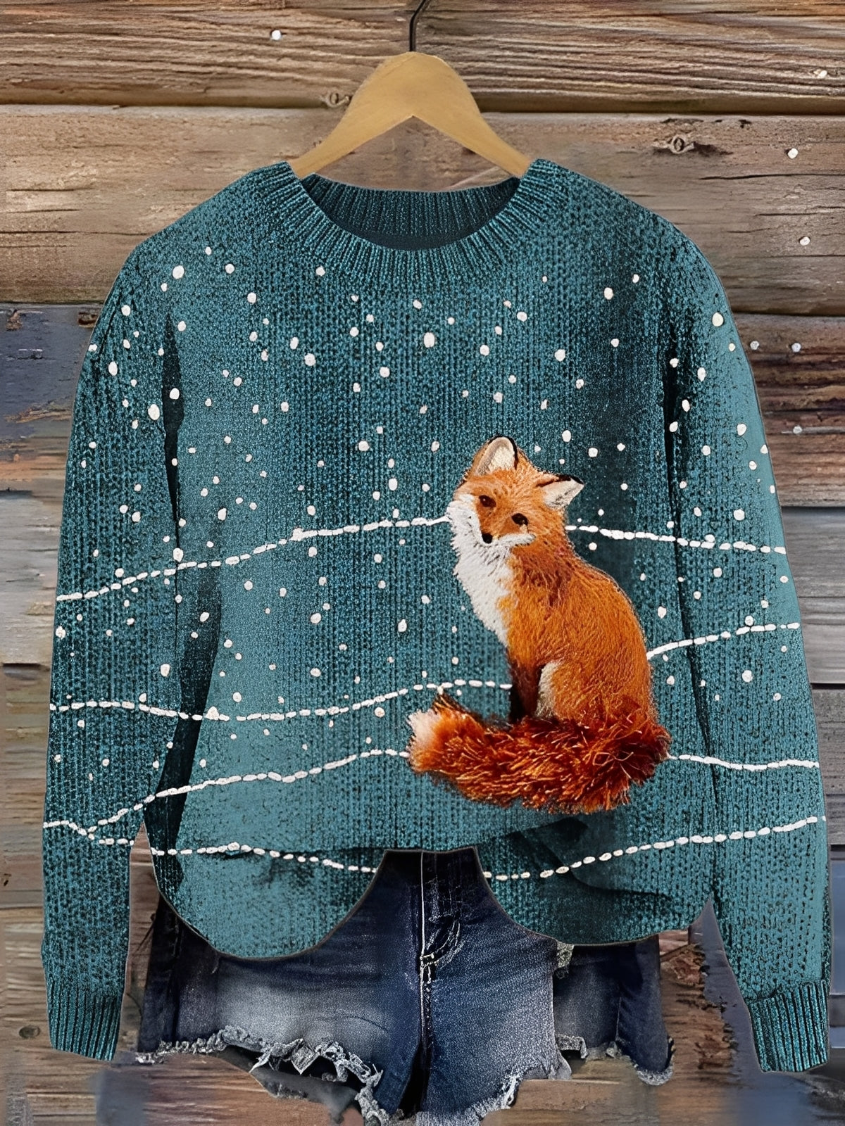 Tawnee - Warmer Wollpullover mit Druck für Damen