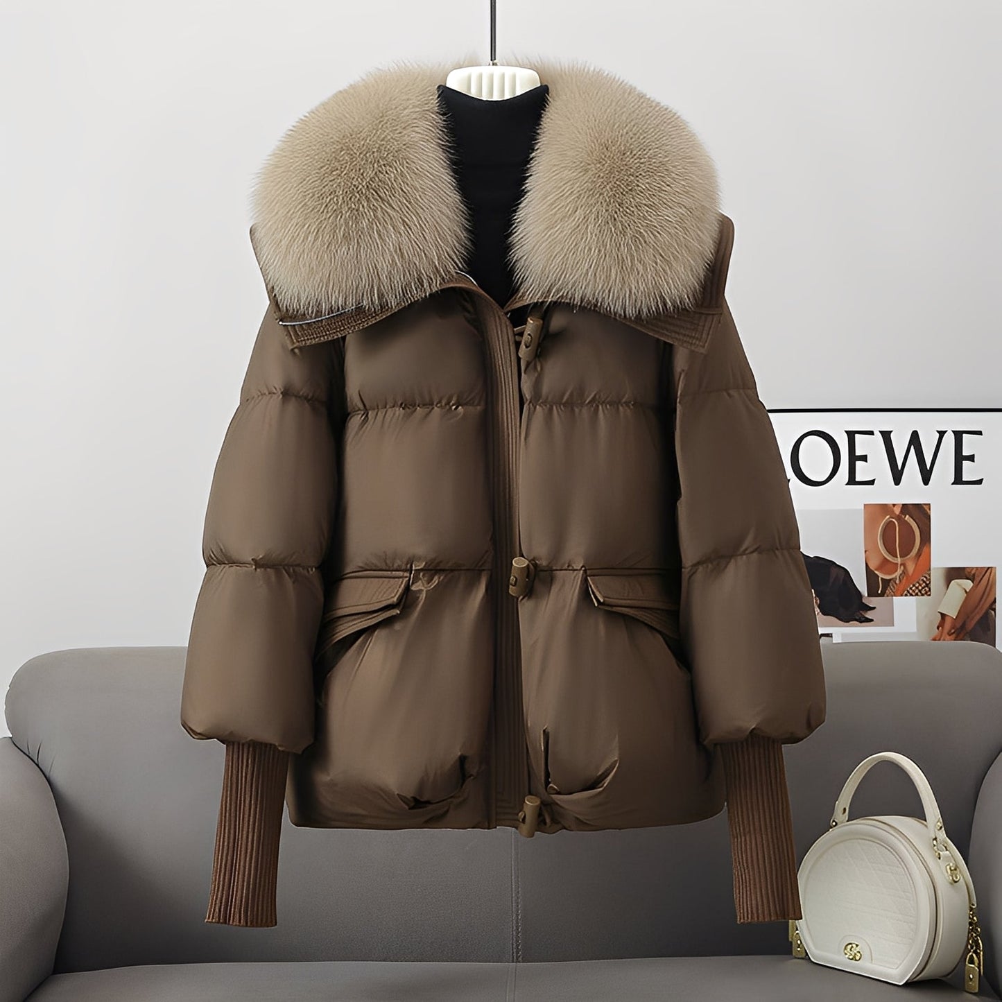 Victoria - elegante Windjacke mit Daunenfüllung und Pelzkragen für Damen
