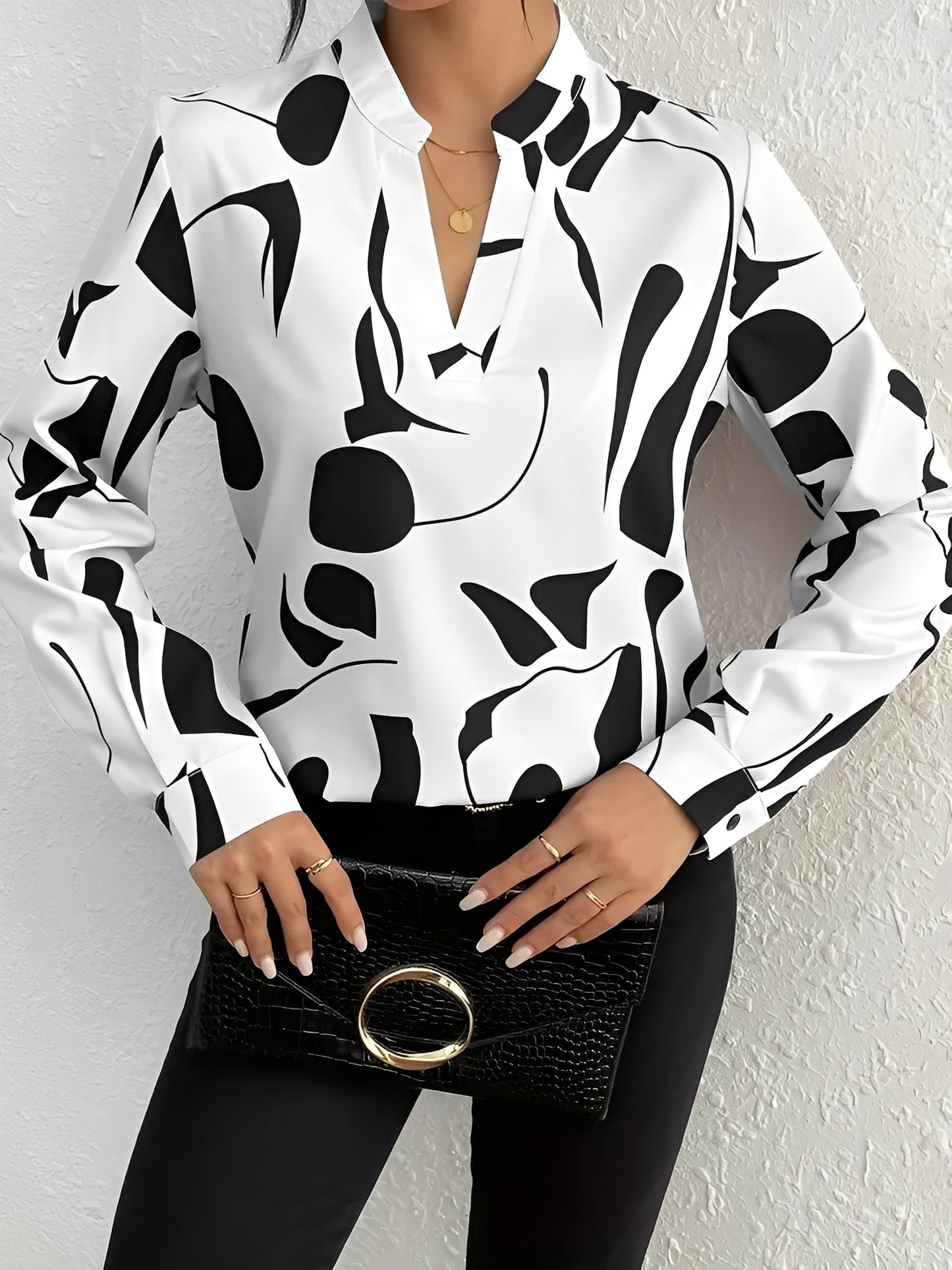 Melville - Elegante Damenbluse mit Muster und langen Ärmeln