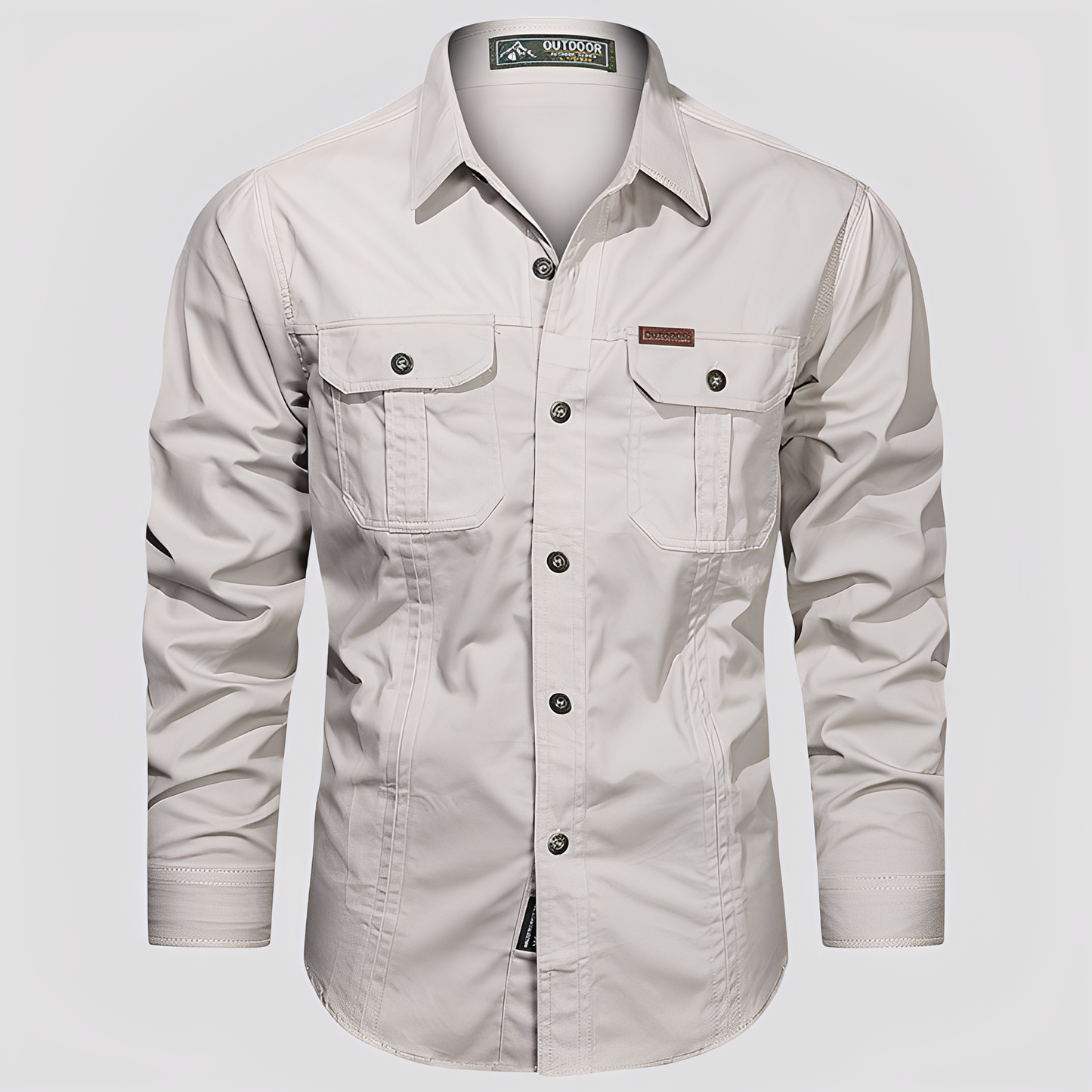 Ranulph - Bequemes Herren-Cargo-Shirt mit langen Ärmeln