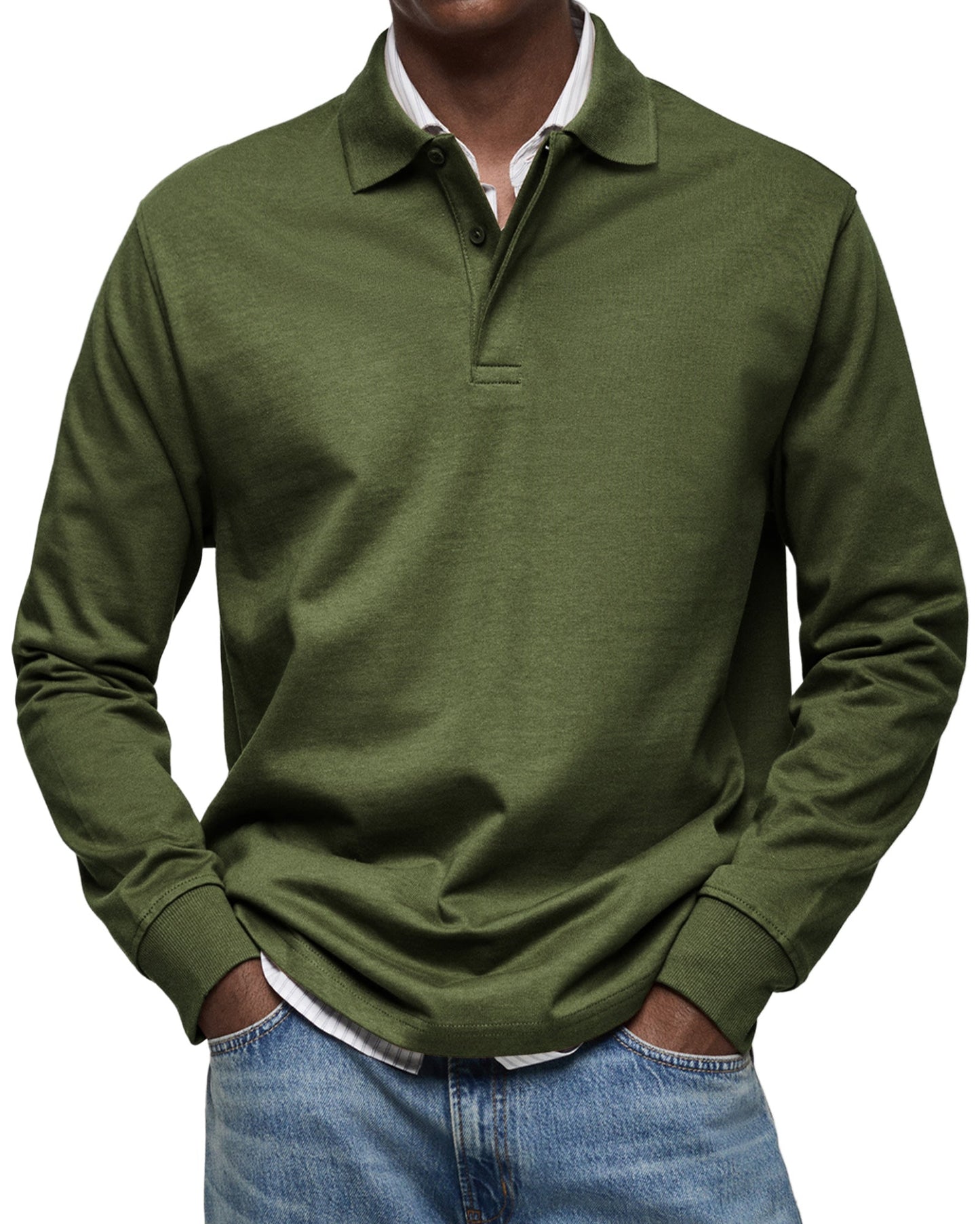 Dewey - Einfaches Herren-Langarm-Poloshirt