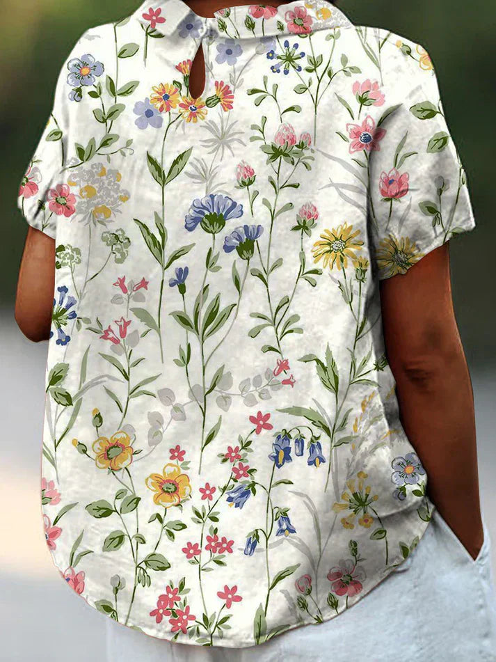 Teresa - Lockeres Leinenhemd mit Blumenprint