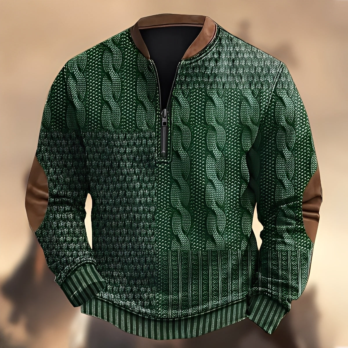 Edmund - Bequemer Herrenpullover mit Aufdruck und Zipper