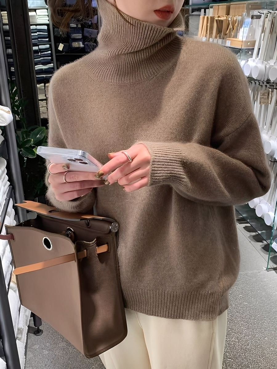 Yvette - Leichter Kaschmir-Rollkragenpullover für Damen