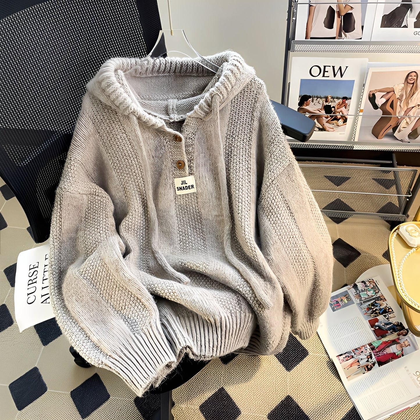 Haylee - Gemütlicher Strick-Hoodie mit Knöpfen für Damen