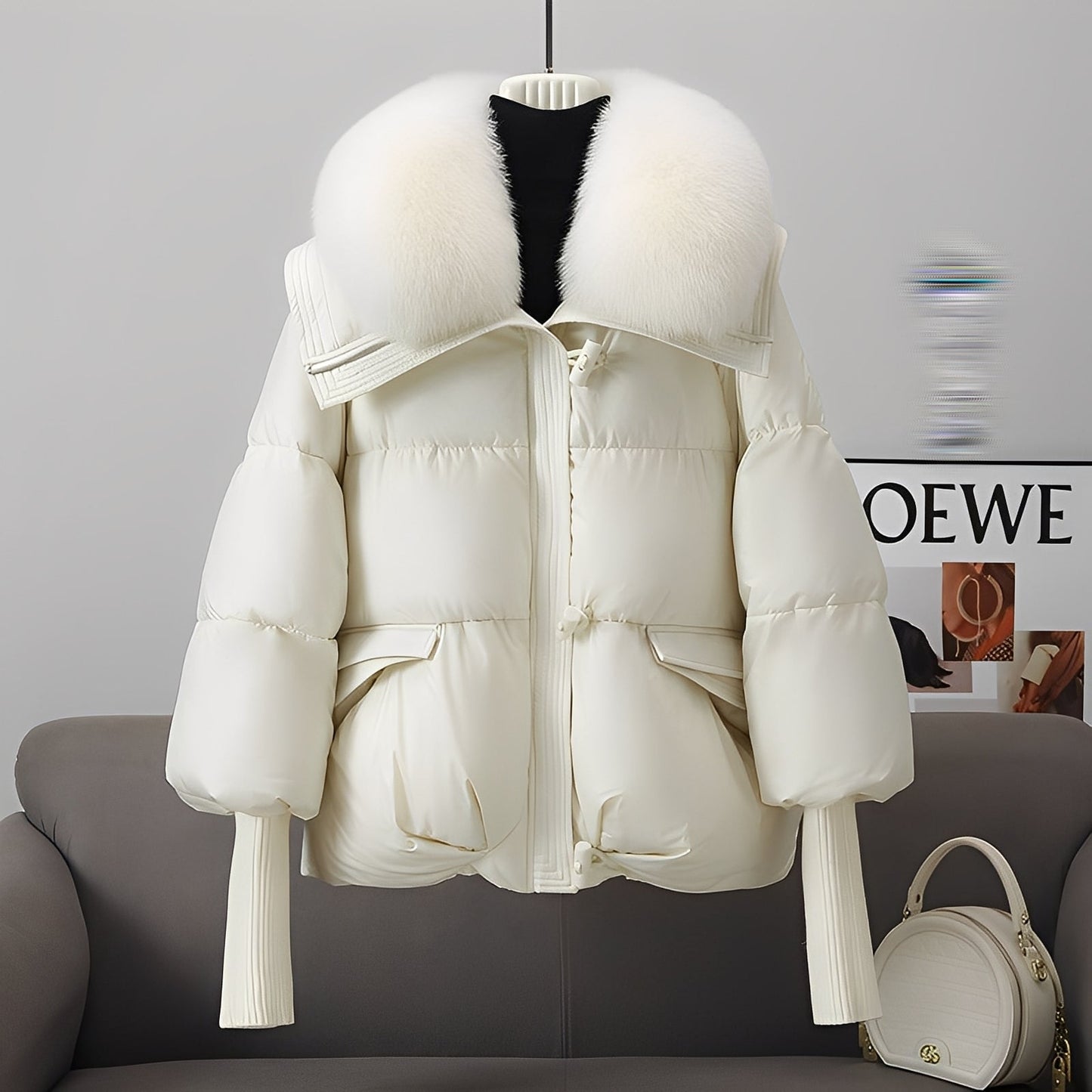 Victoria - elegante Windjacke mit Daunenfüllung und Pelzkragen für Damen