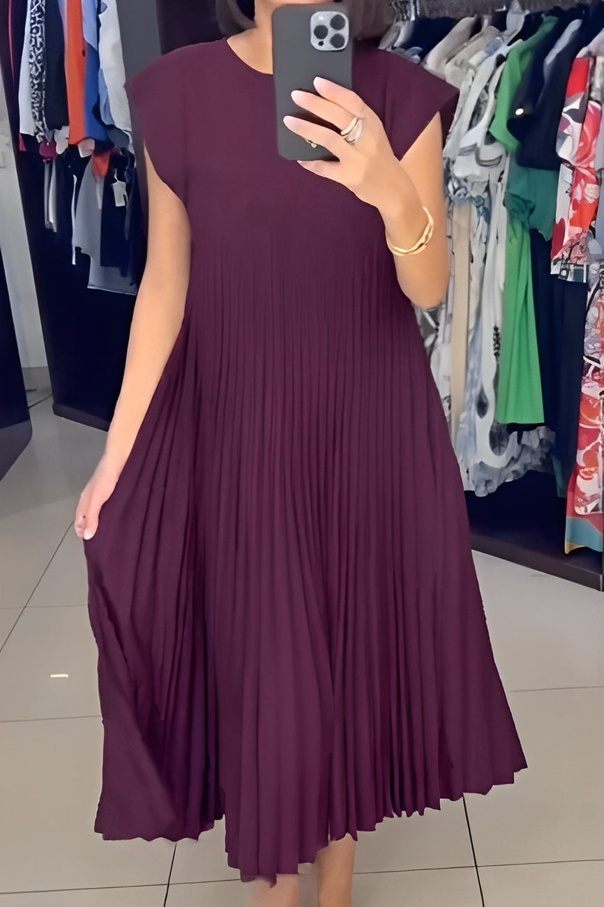Zena - Langes, leicht gefälteltes Kleid für Damen
