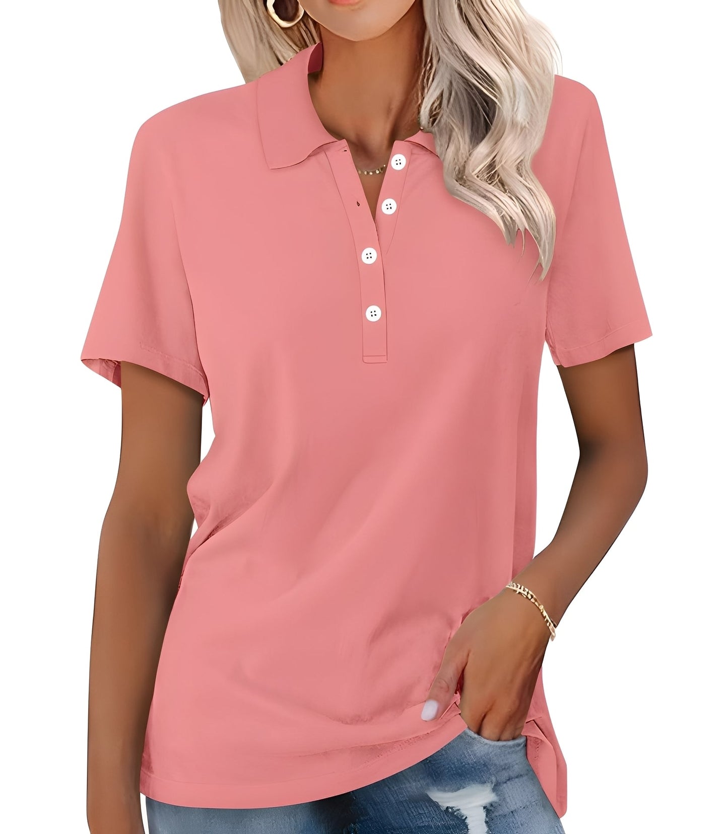 Glenna - Bequemes, figurbetontes Kurzarm-Poloshirt für Damen