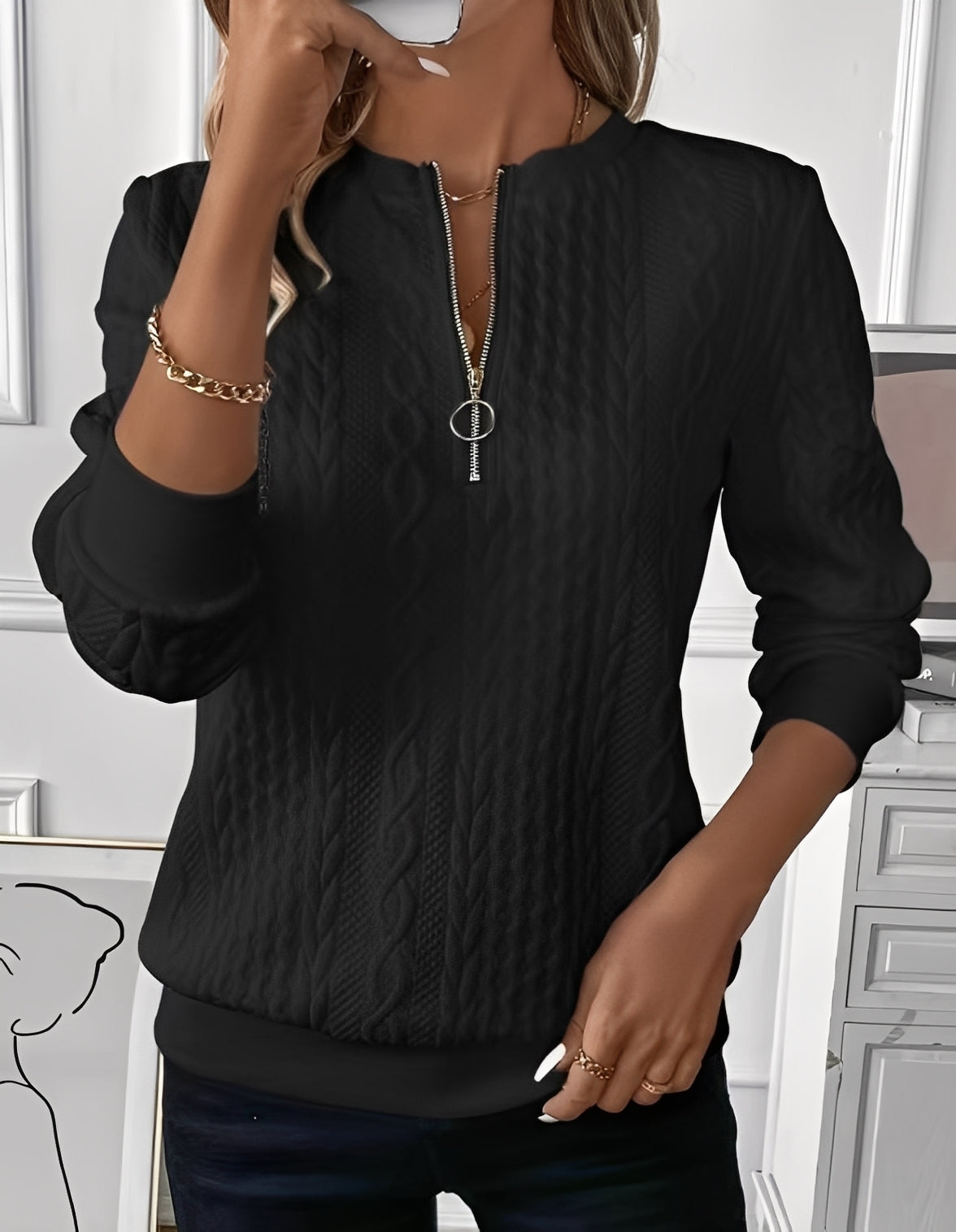 Davida - Eleganter, weicher gesteppten Damenpullover