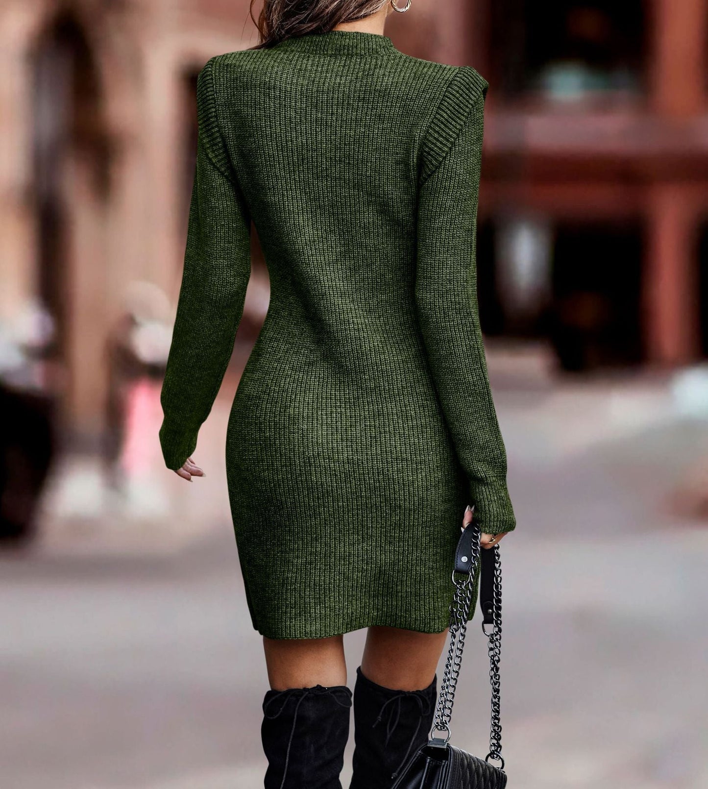 Rosannah - Schickes langärmeliges Damenstrickkleid