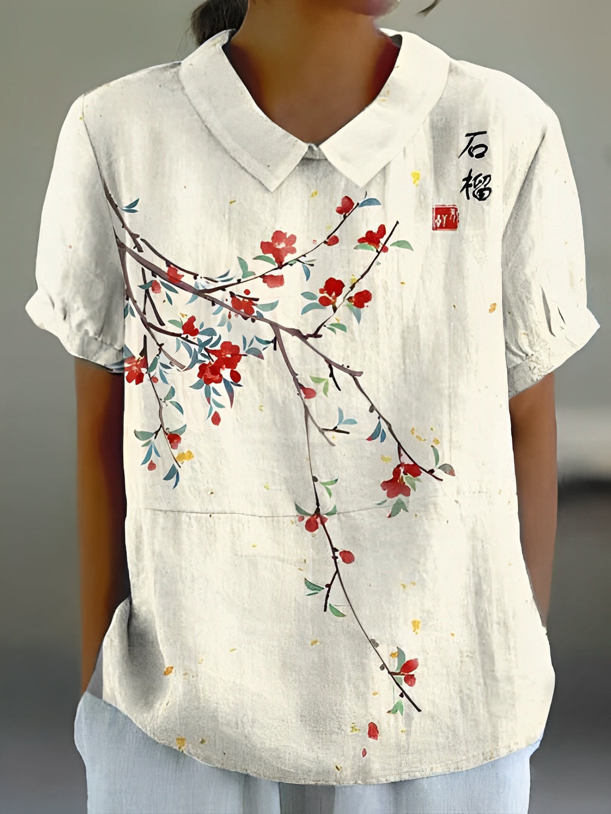 Teresa - Lockeres Leinenhemd mit Blumenprint