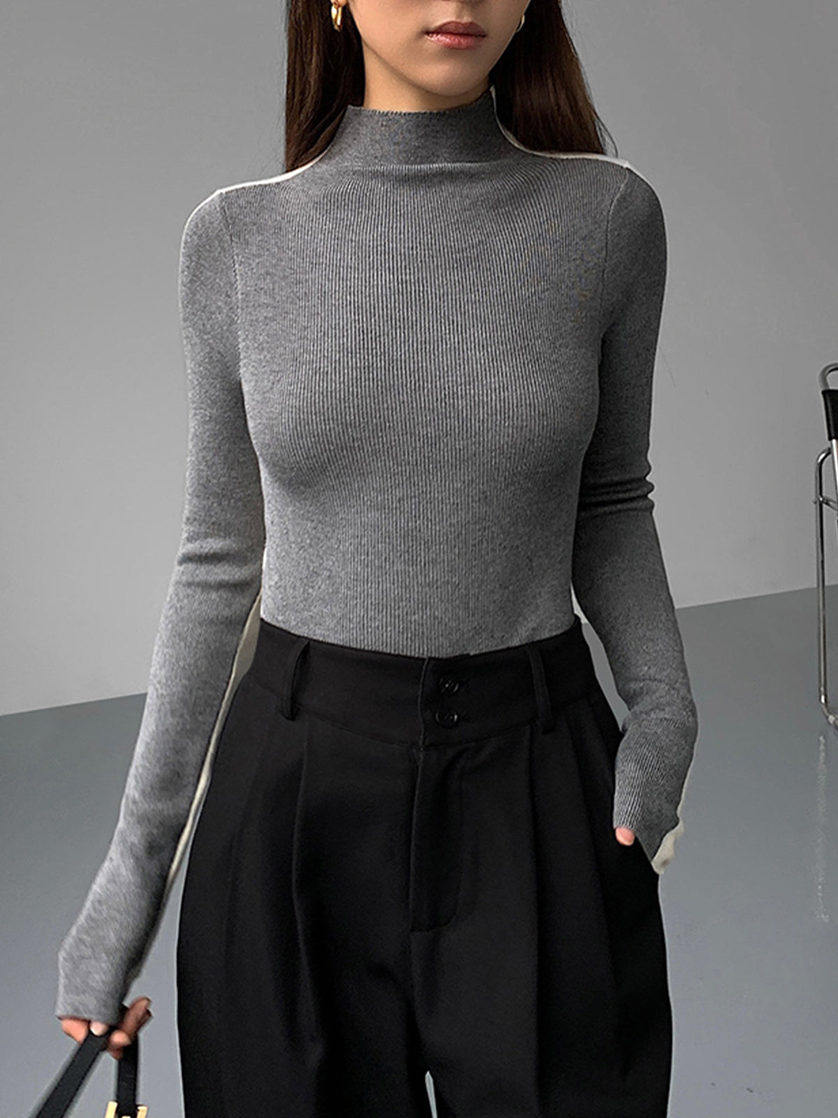 Tabea – Wendedetail Stricktop in zwei Farbtönen