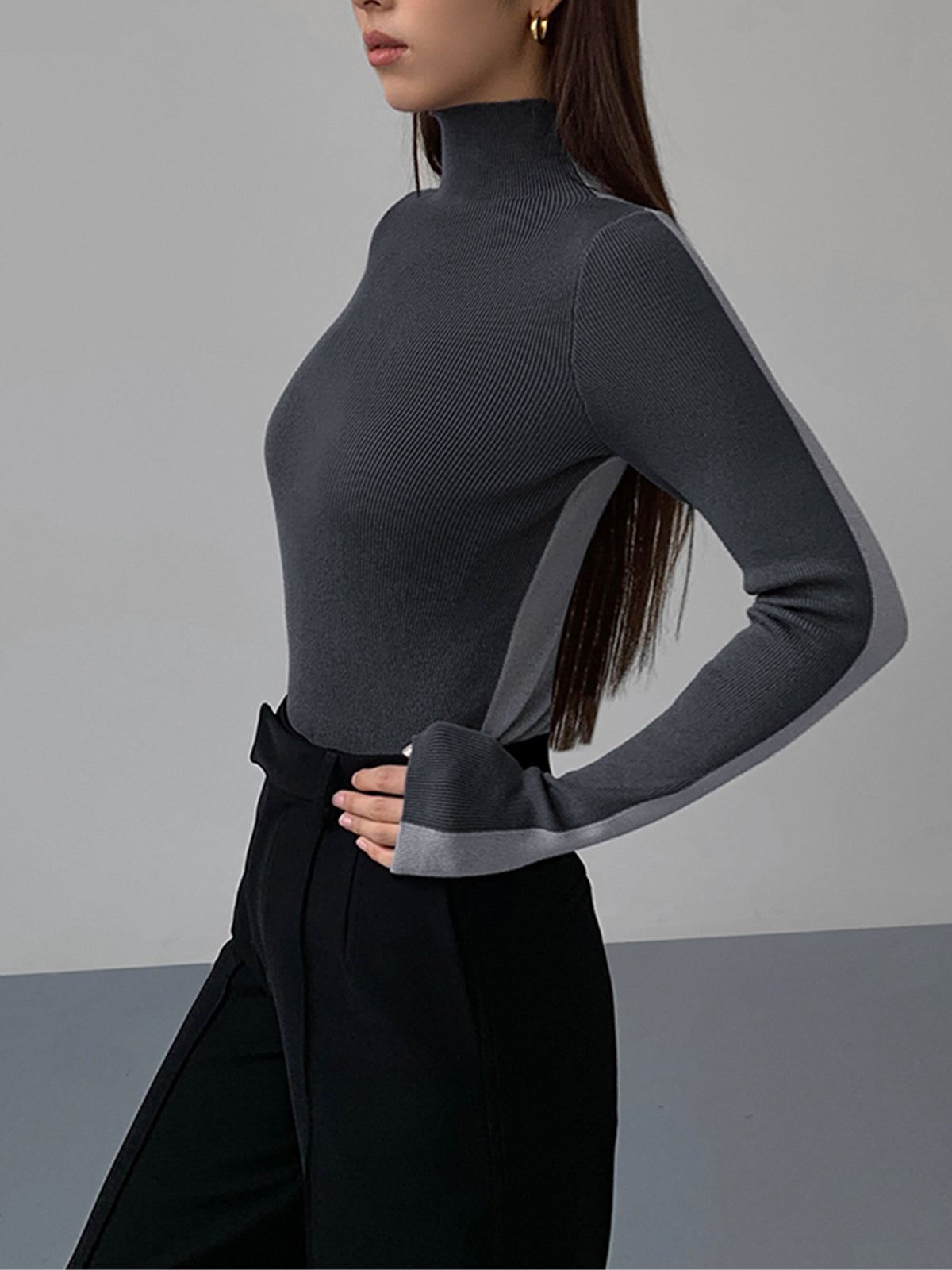 Tabea – Wendedetail Stricktop in zwei Farbtönen
