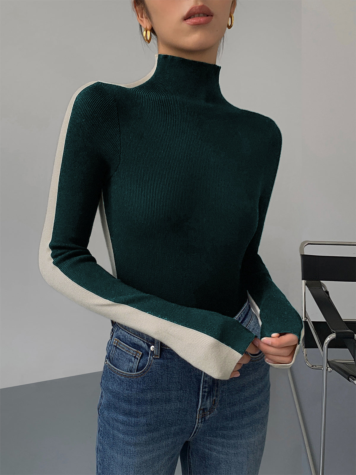 Tabea – Wendedetail Stricktop in zwei Farbtönen