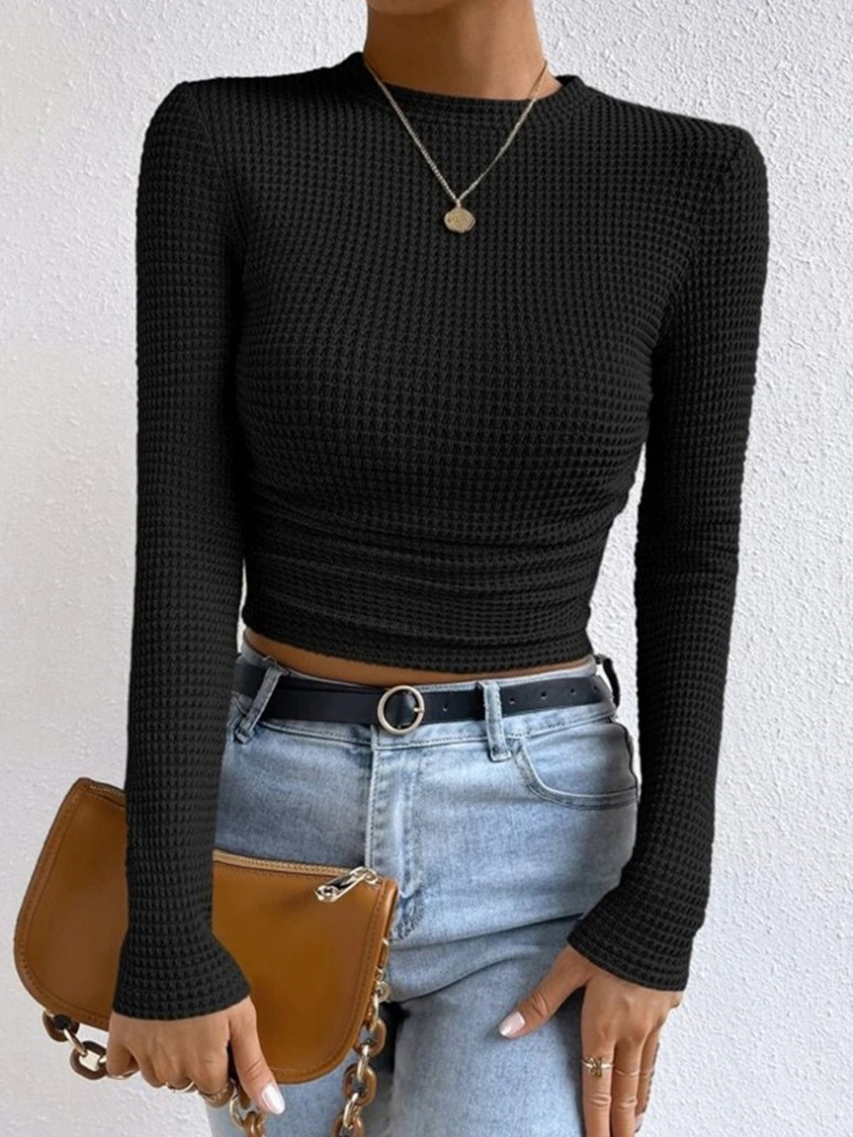Tessa – Slim-Pullover im Waffelmuster