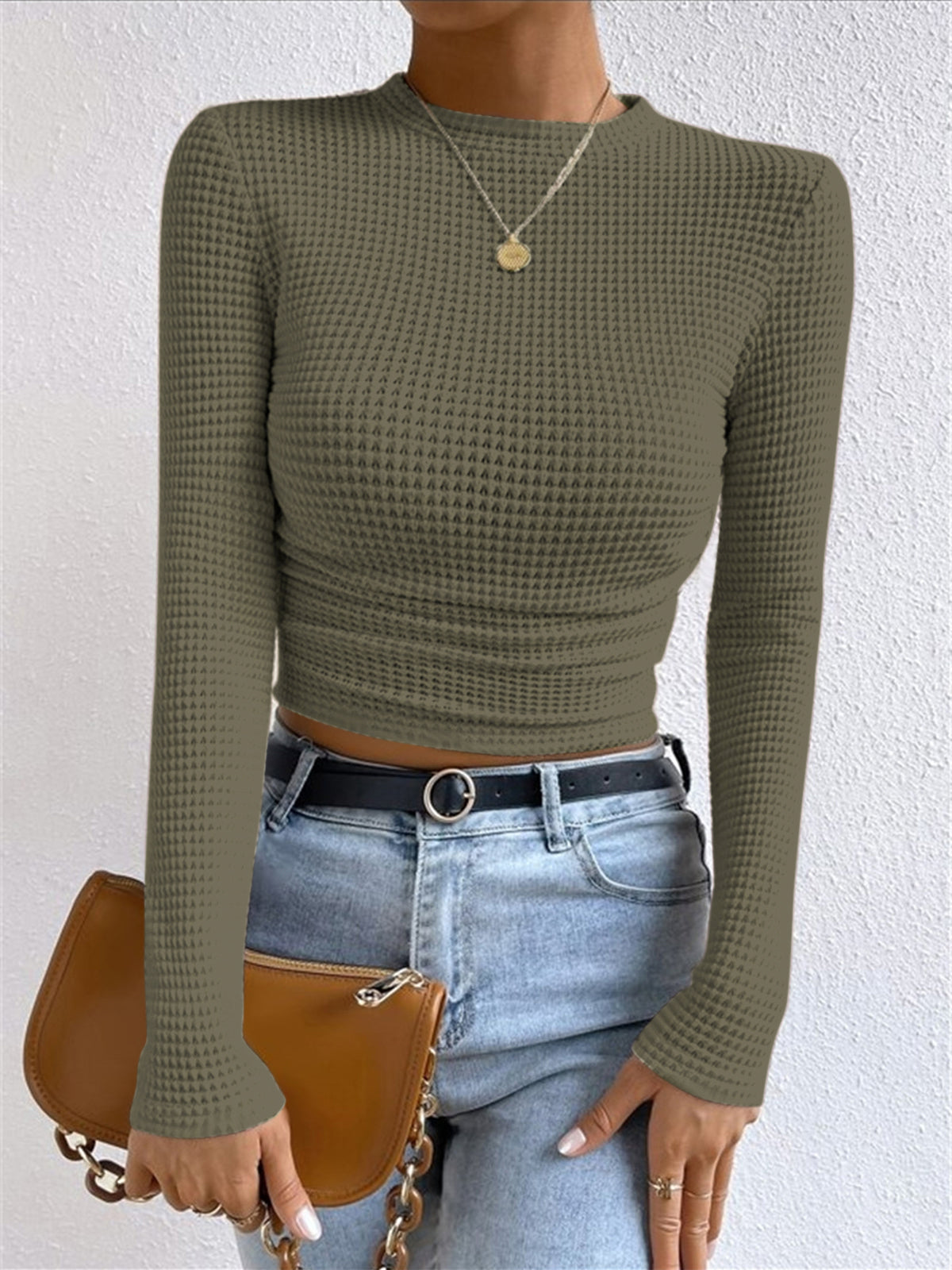 Tessa – Slim-Pullover im Waffelmuster