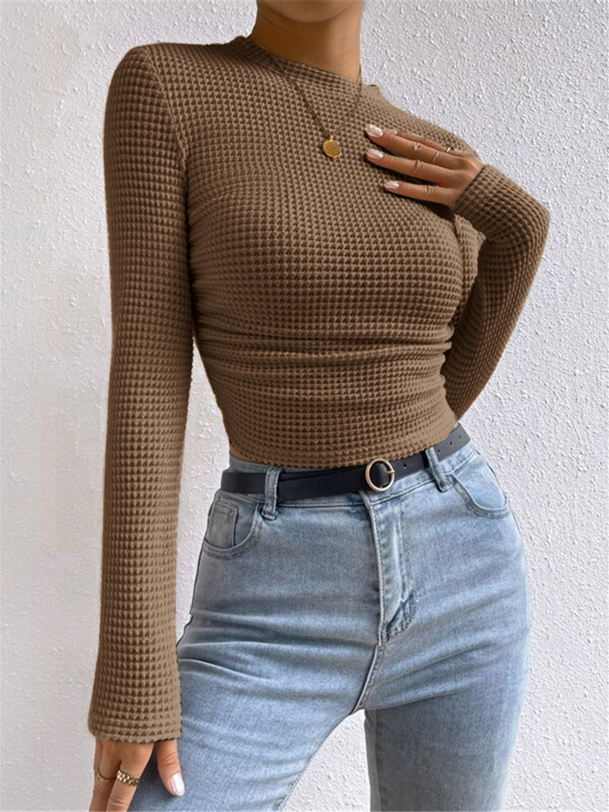 Tessa – Slim-Pullover im Waffelmuster