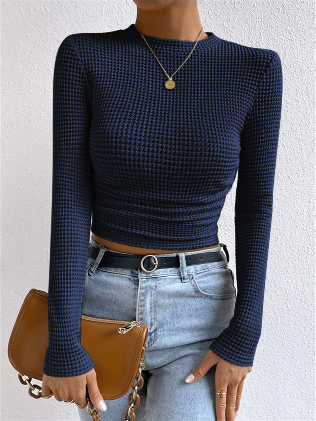 Tessa – Slim-Pullover im Waffelmuster