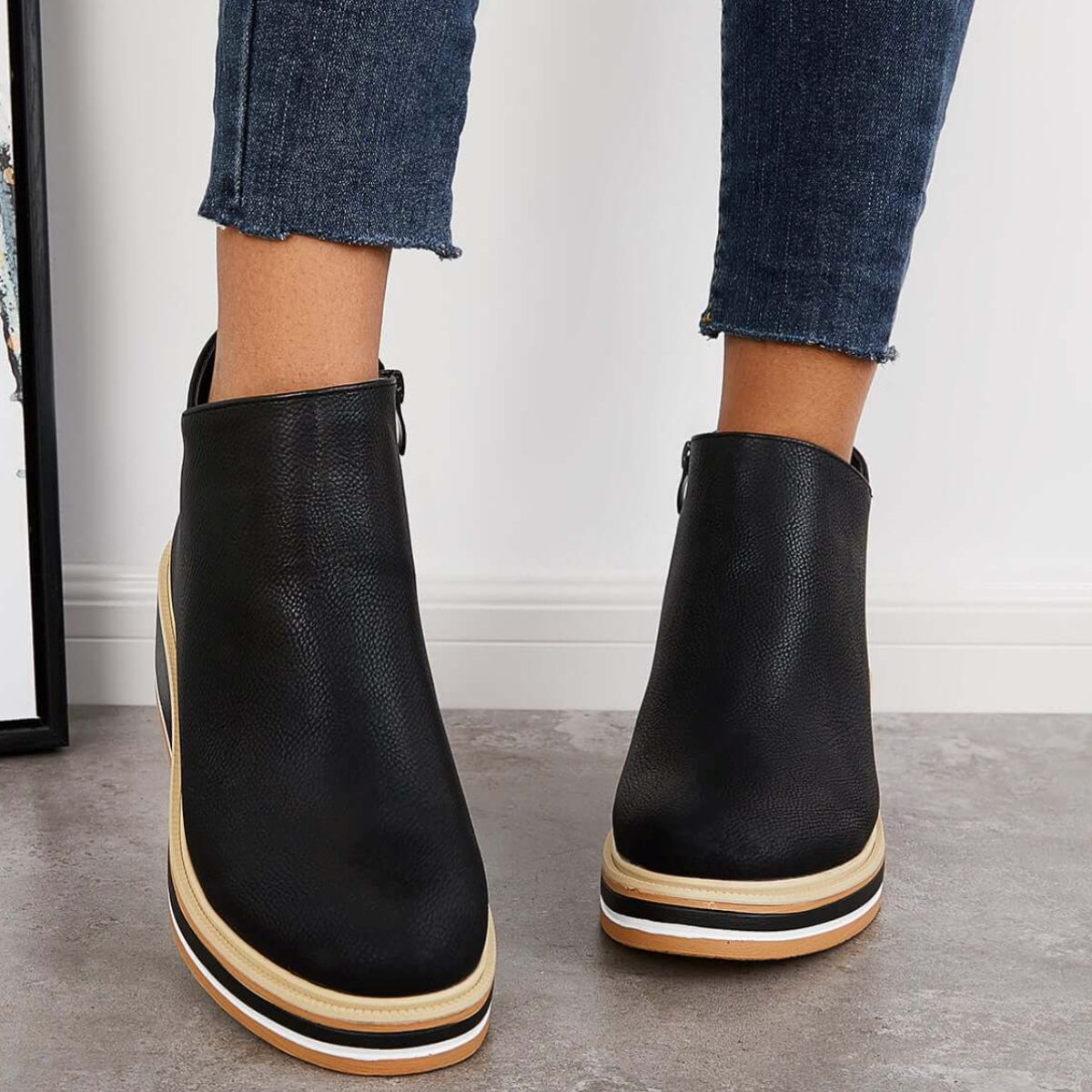 Rosanne - Eleganckie damskie skórzane kozaki z zamkiem błyskawicznym