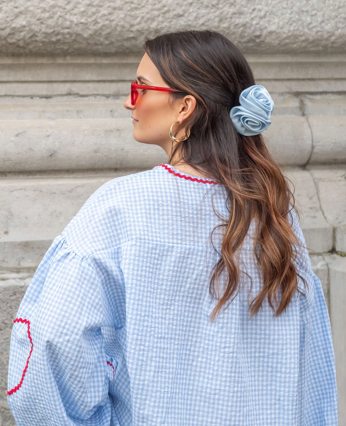 Claudia – Bluse Gingham mit Knoten