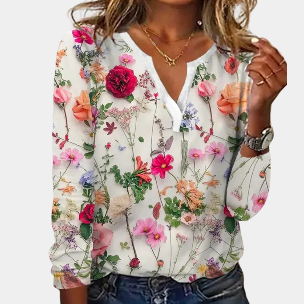 Morwen - Legere Damenbluse mit Blumen