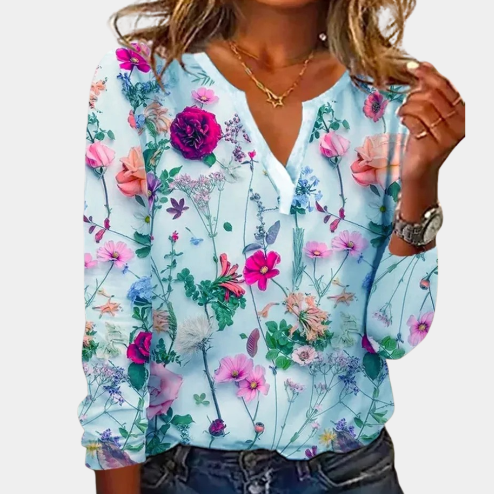 Morwen - Legere Damenbluse mit Blumen