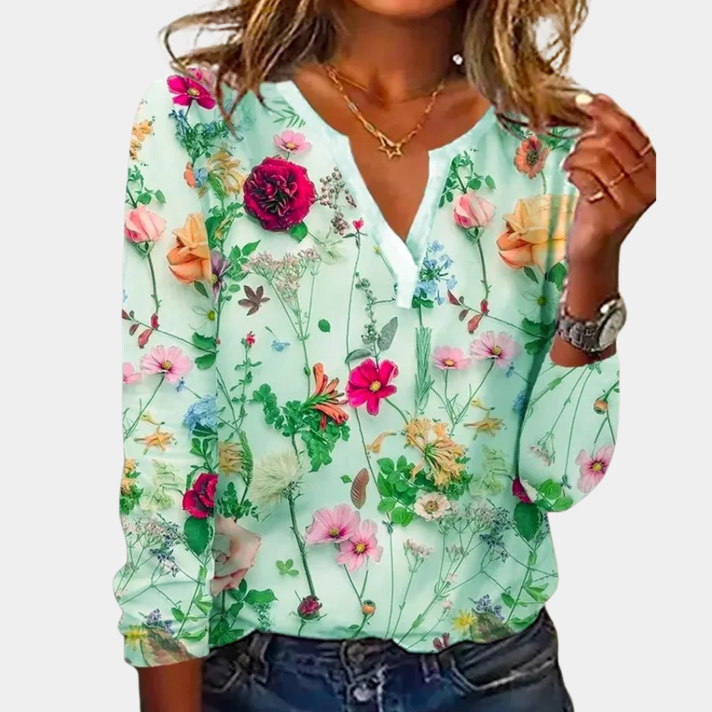 Morwen - Legere Damenbluse mit Blumen