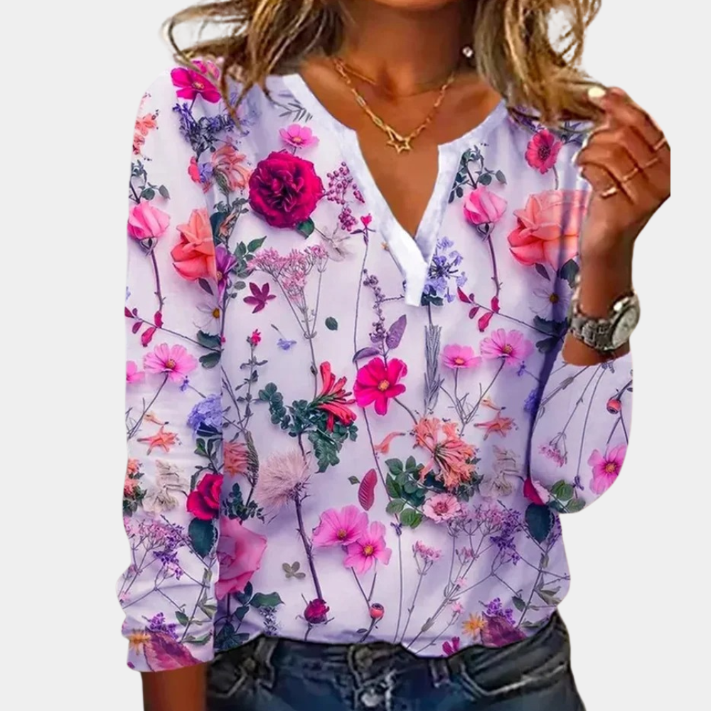 Morwen - Legere Damenbluse mit Blumen