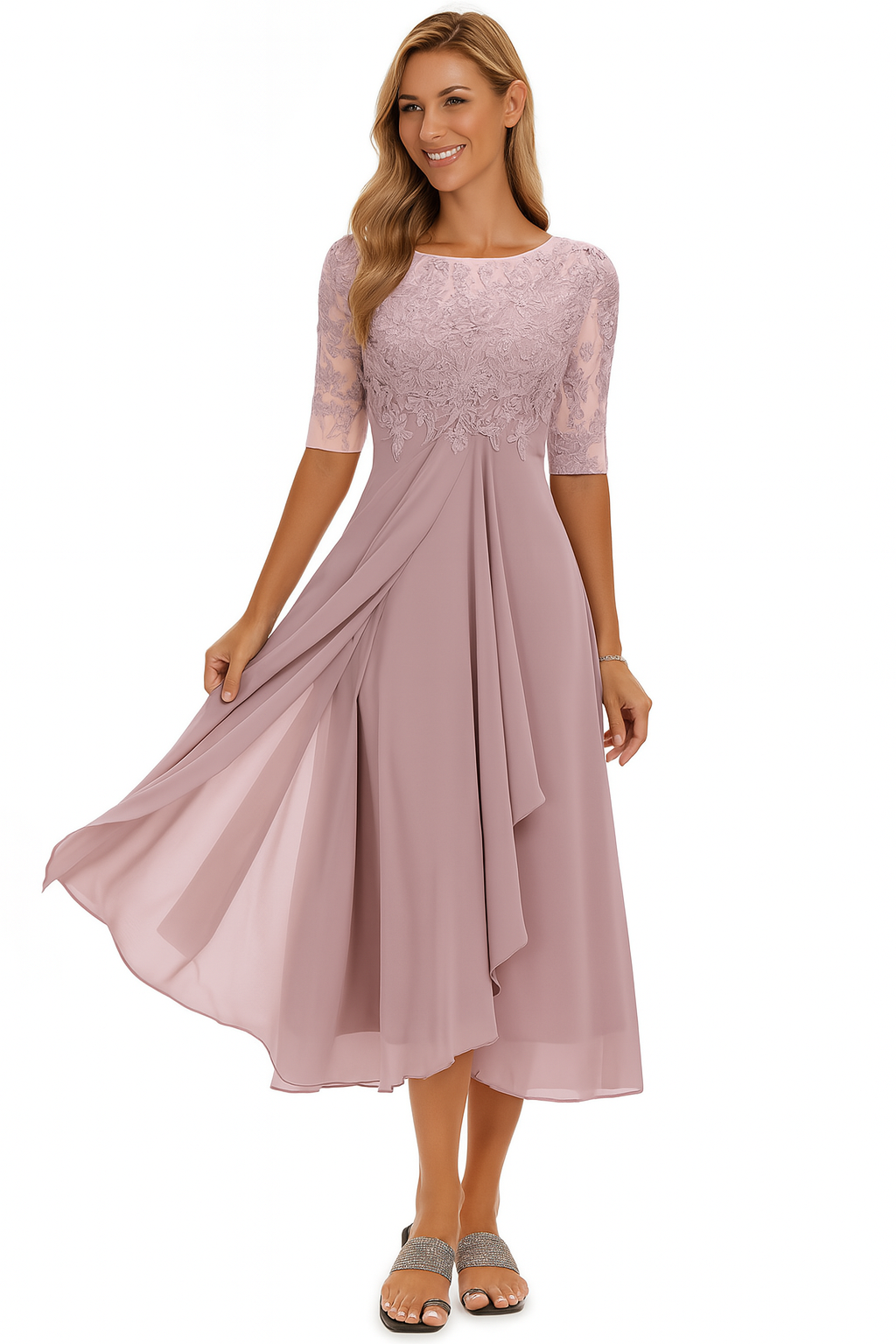 Ximena - Schickes Damen-Spitzenkleid Knielang