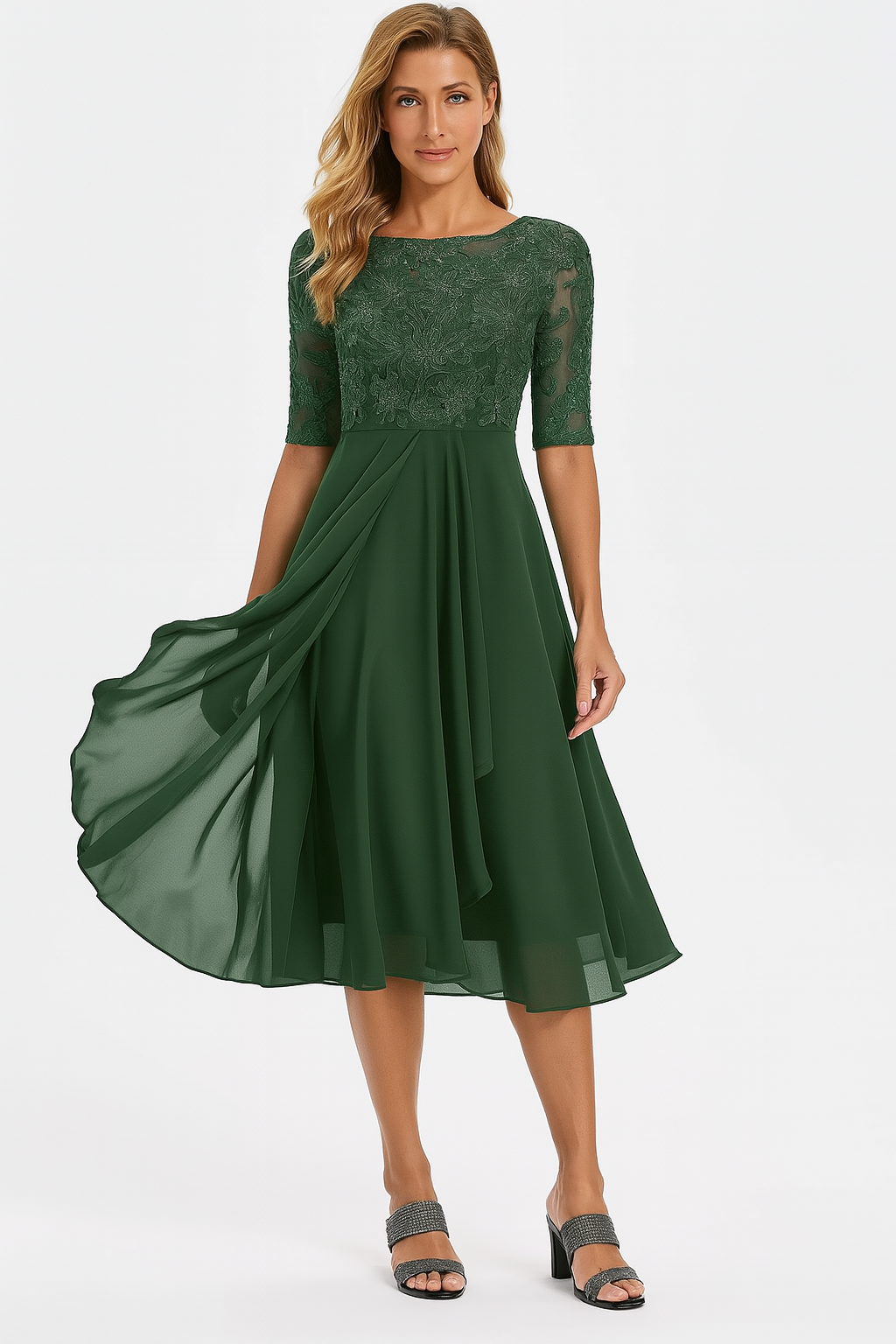 Ximena - Schickes Damen-Spitzenkleid Knielang