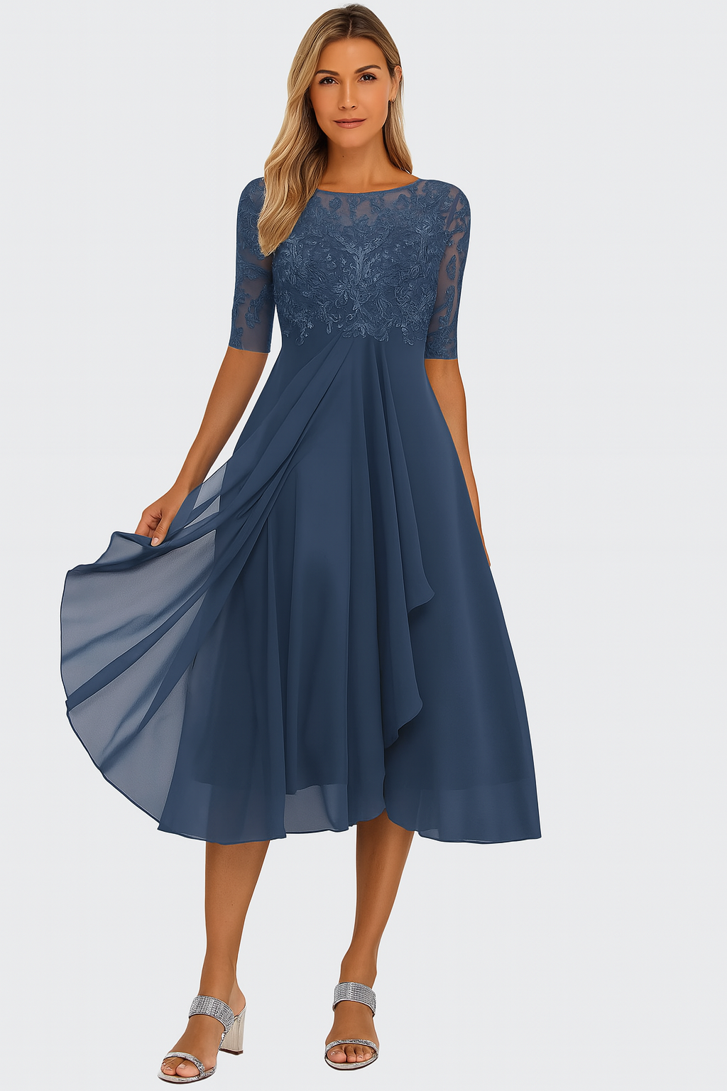 Ximena - Schickes Damen-Spitzenkleid Knielang