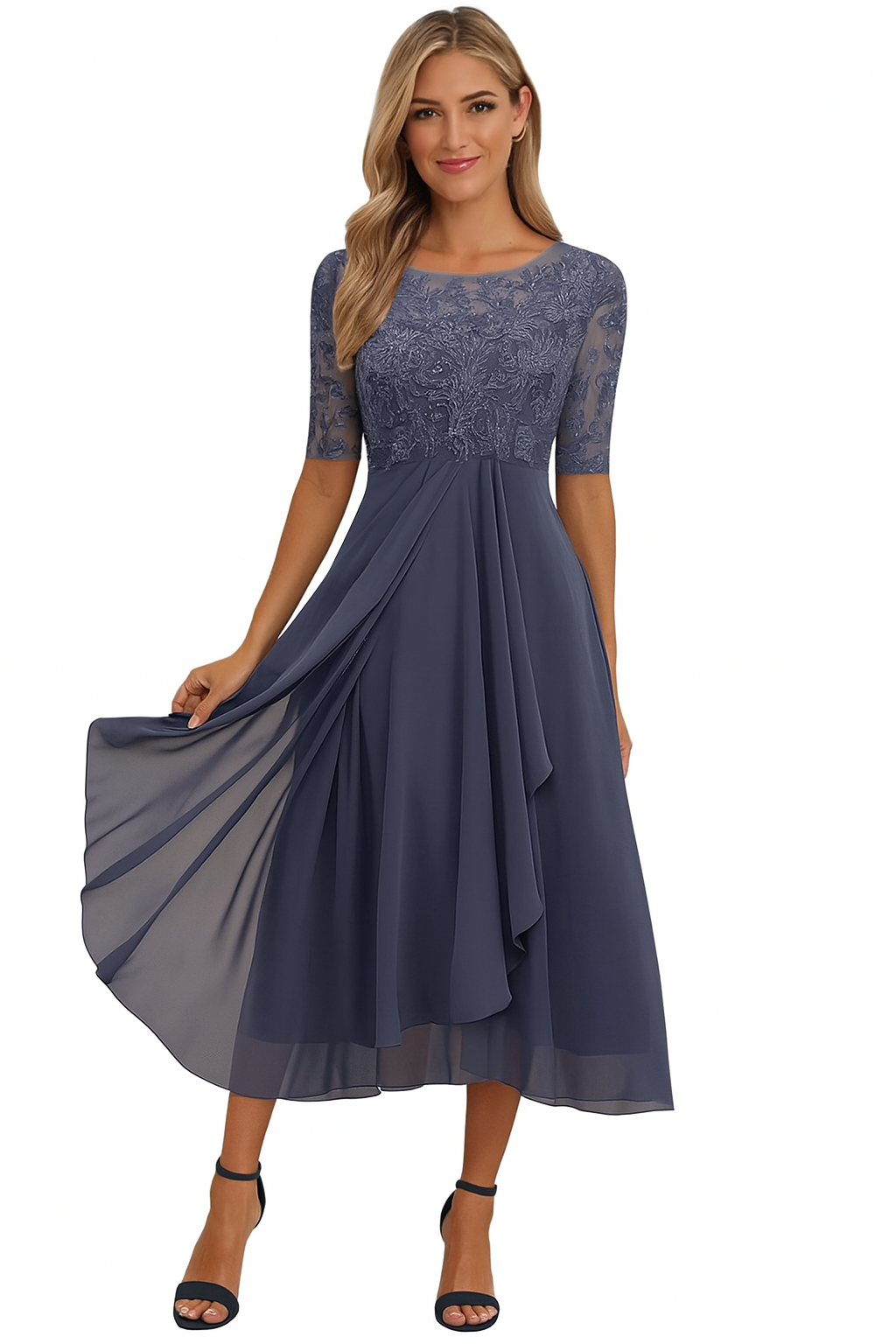 Ximena - Schickes Damen-Spitzenkleid Knielang