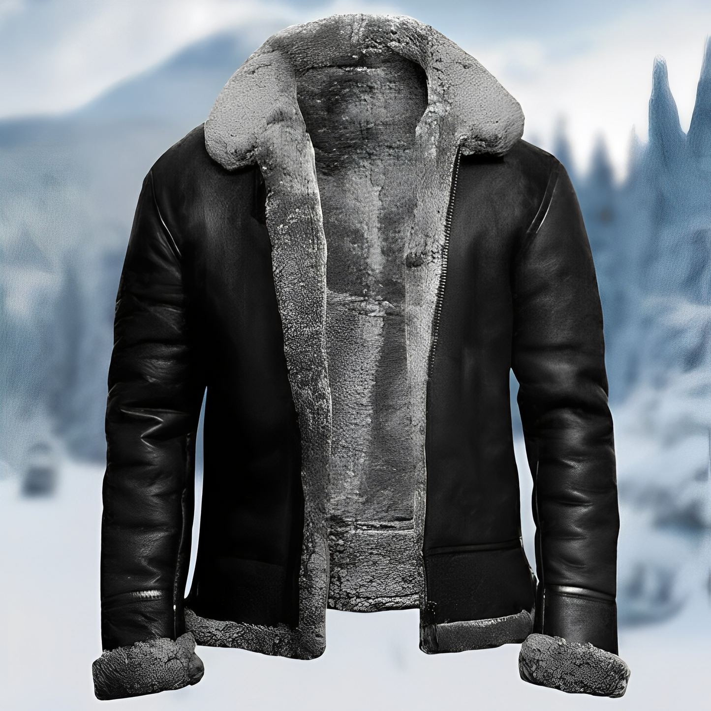 Jefferson - Stabile Herrenlederjacke mit Kragen