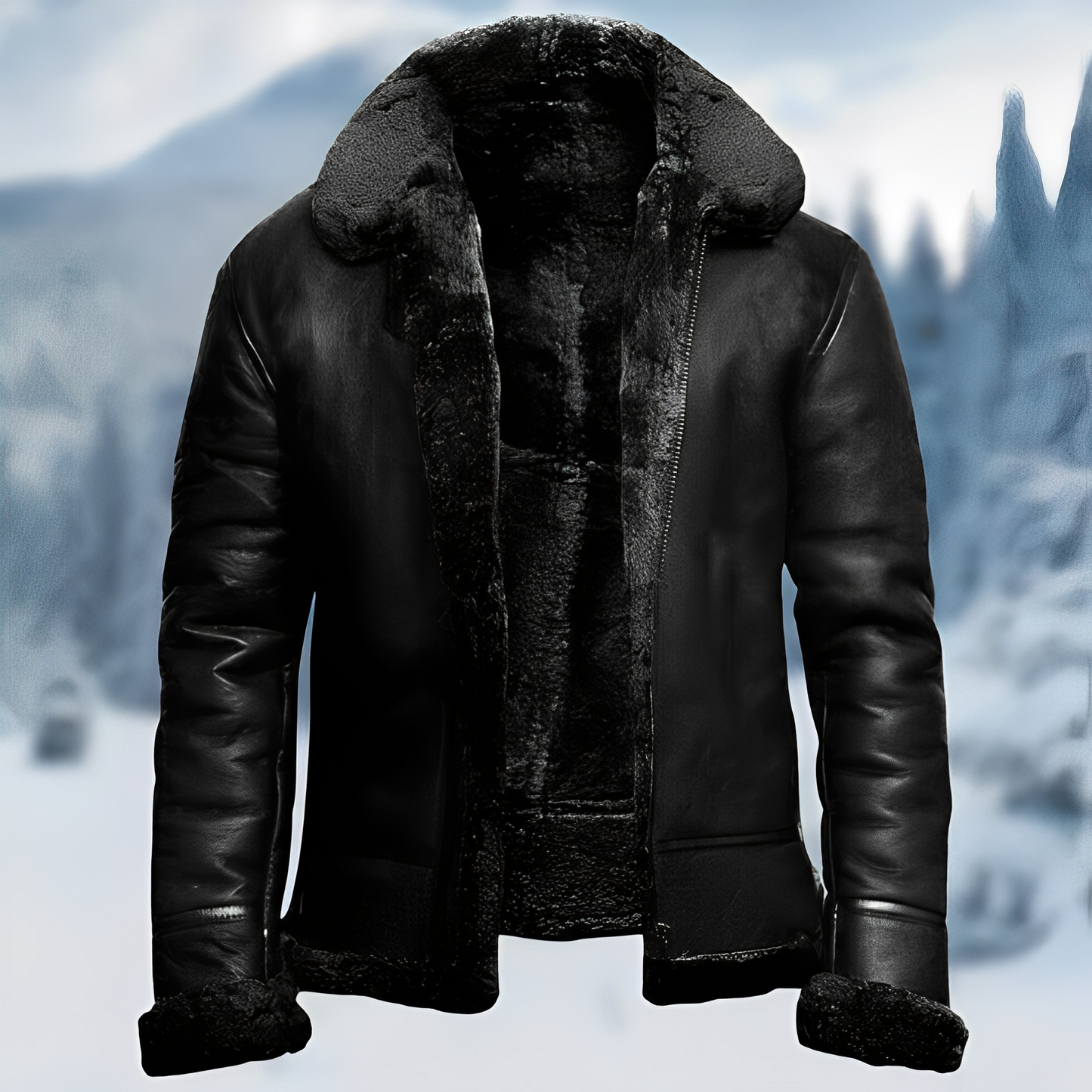 Jefferson - Stabile Herrenlederjacke mit Kragen
