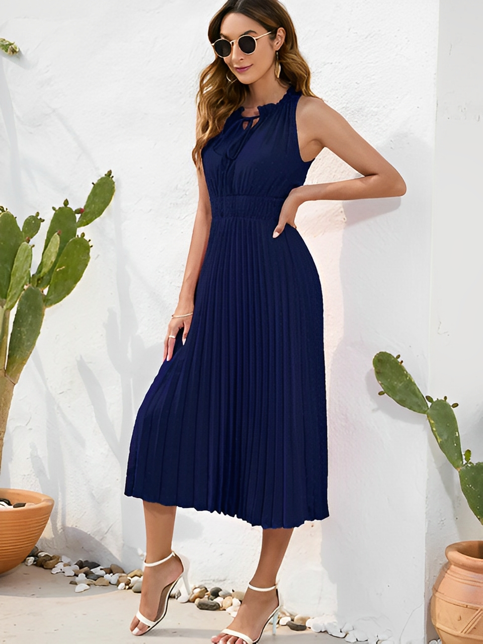 Renita - Trendiges Sommerkleid mit Falten für Frauen