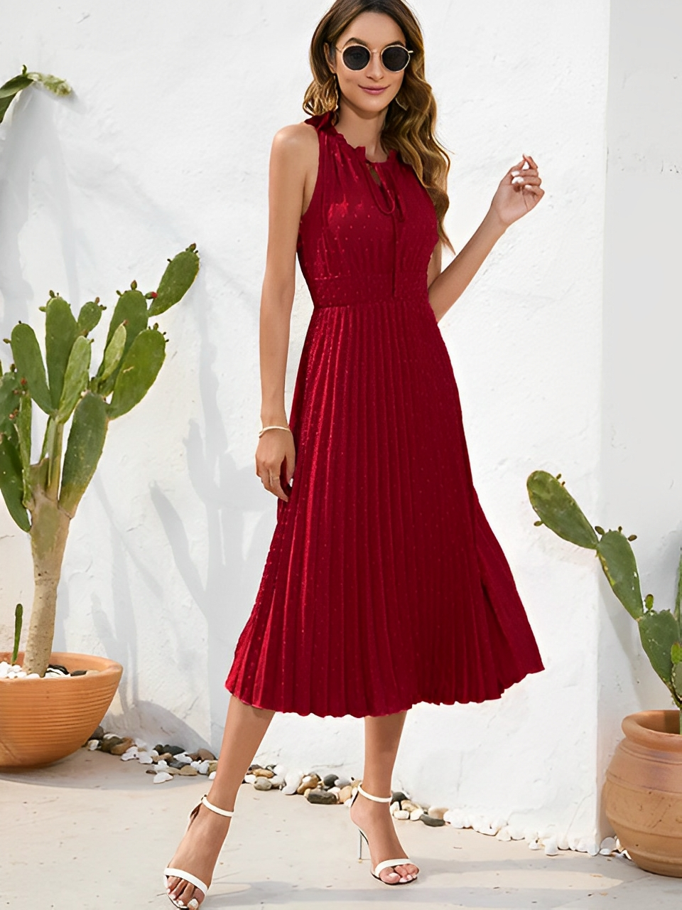 Renita - Trendiges Sommerkleid mit Falten für Frauen