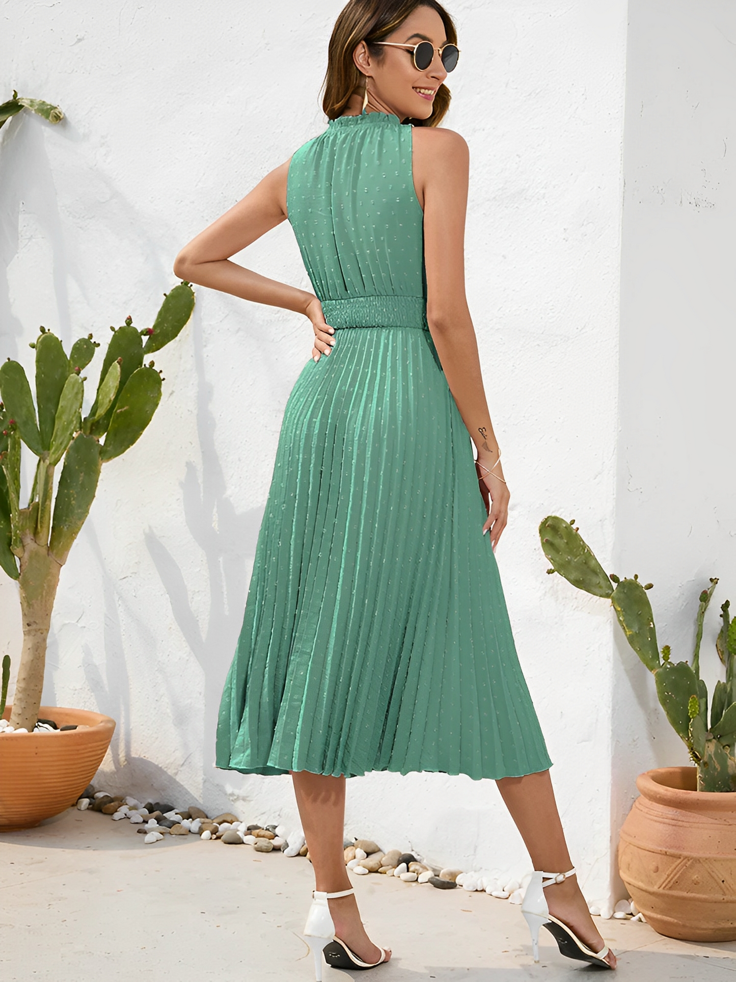 Renita - Trendiges Sommerkleid mit Falten für Frauen
