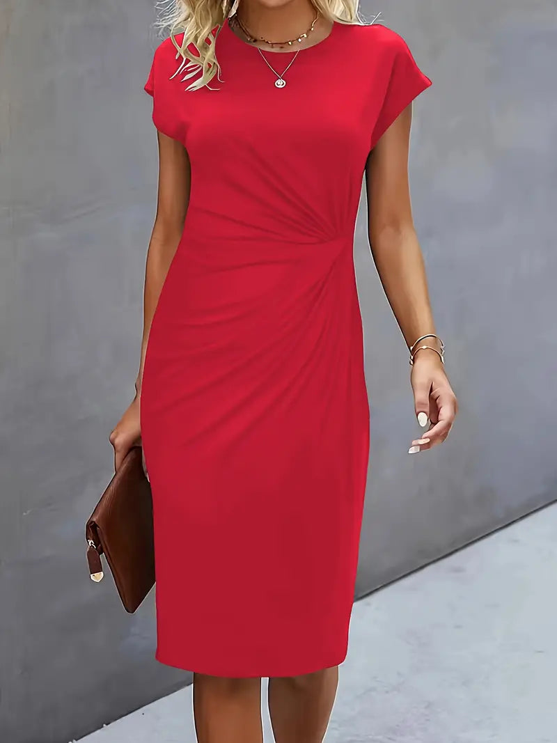 Reilly – Feminin geschnittenes Midikleid mit Knotendetail vorn